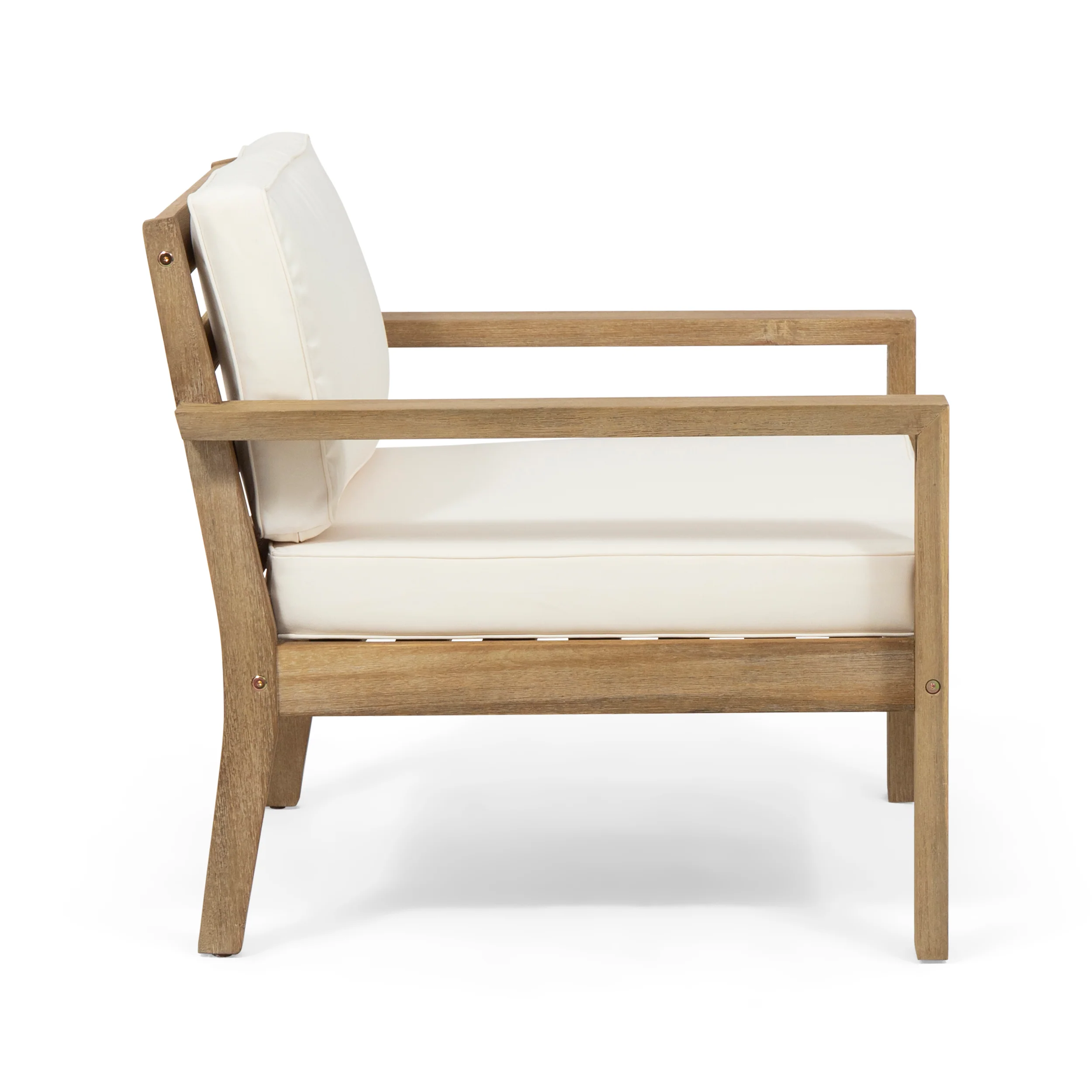 Miranda Outdoor Acacia Wood Club Chairs with Cushions (Set of 2) - furnishings