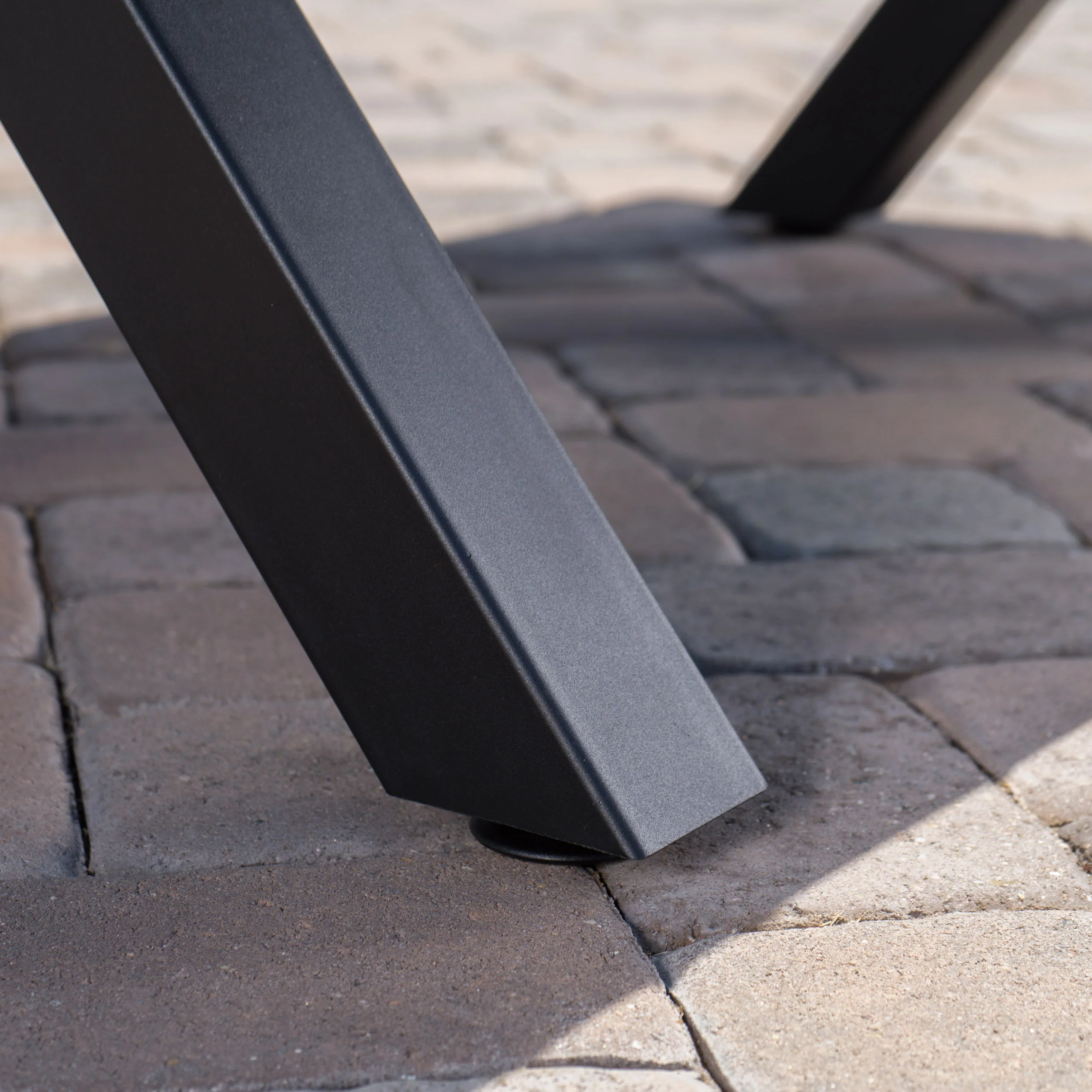Galatian Outdoor White Lightweight Concrete Dining Table w/ Black Iron Legs - furnishings