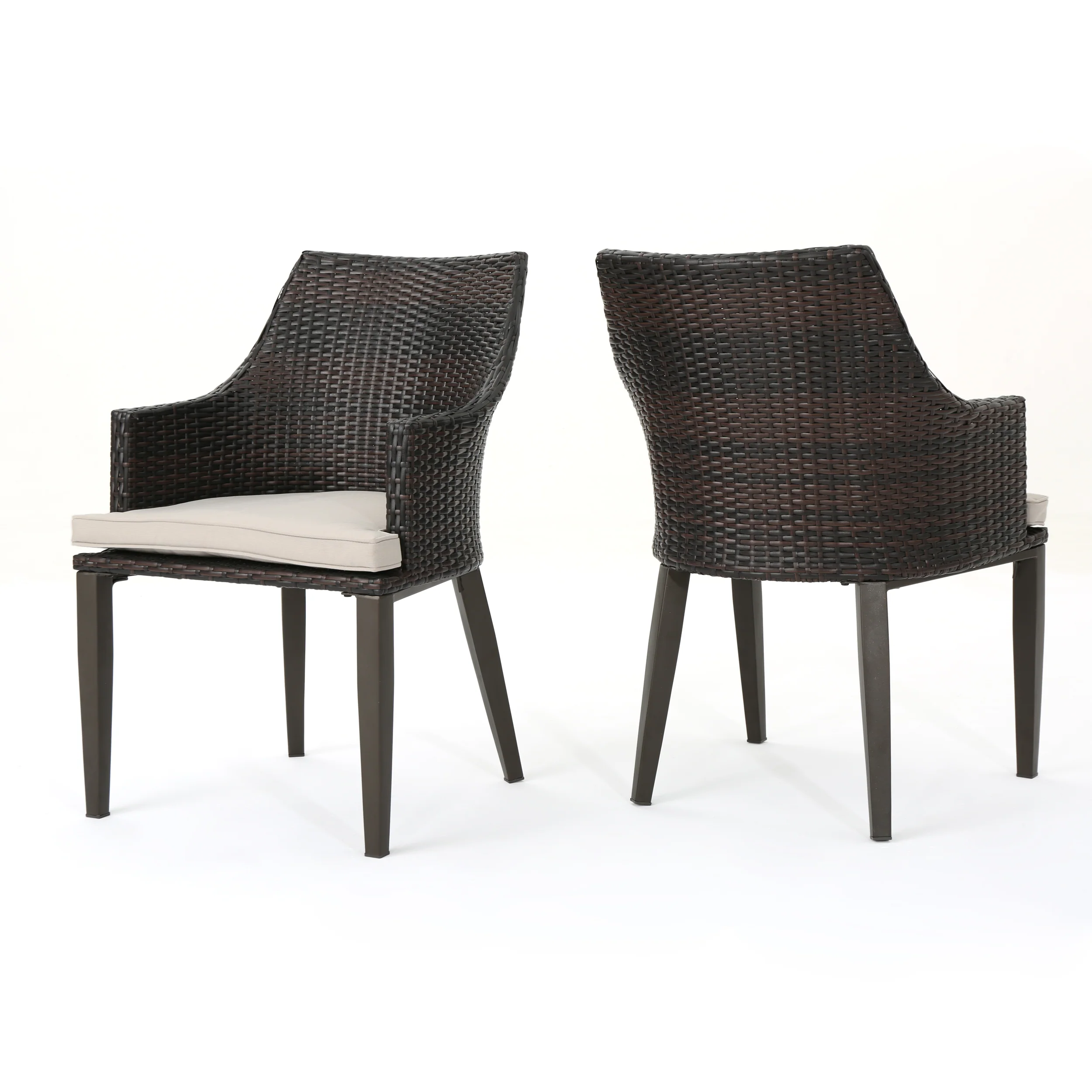Hillcrest Outdoor Wicker Dining Chairs with Water Resistant Cushions (Set of 2) - furnishings