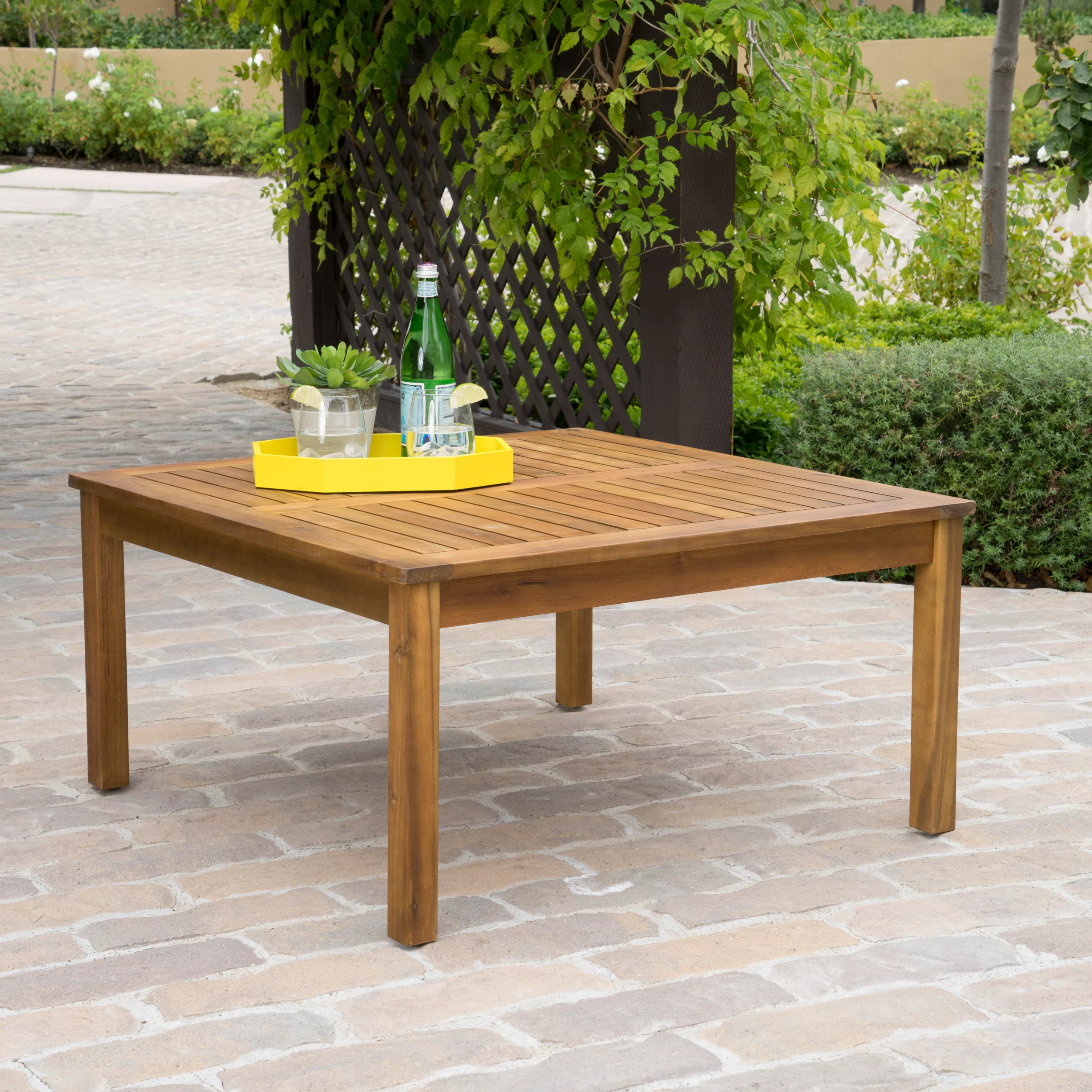Capri Outdoor Teak Fnished Acacia Wood Coffee Table - furnishings