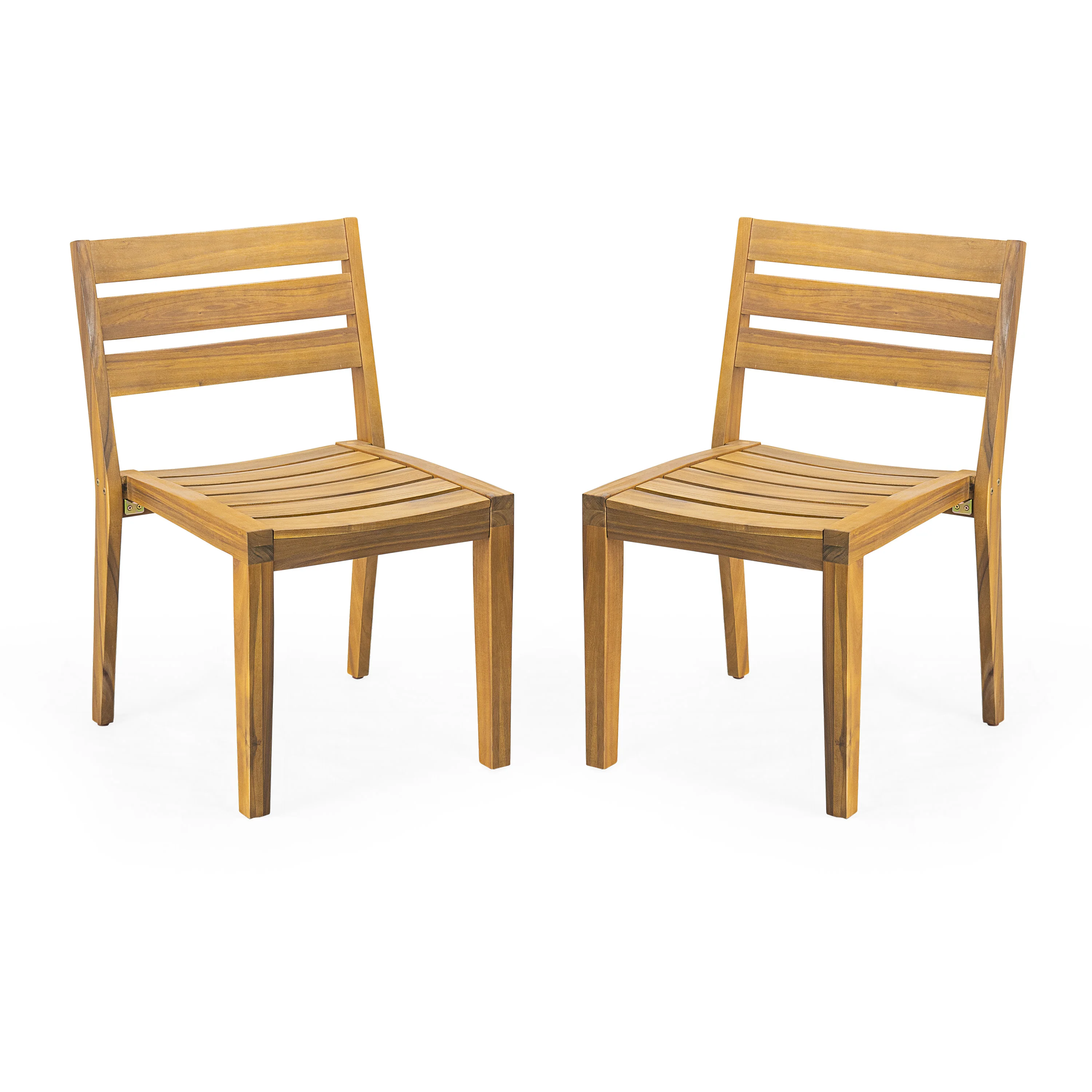 Thaner Teak Acacia Wood Outdoor Patio Dining Side Chairs, Set of 2 - furnishings
