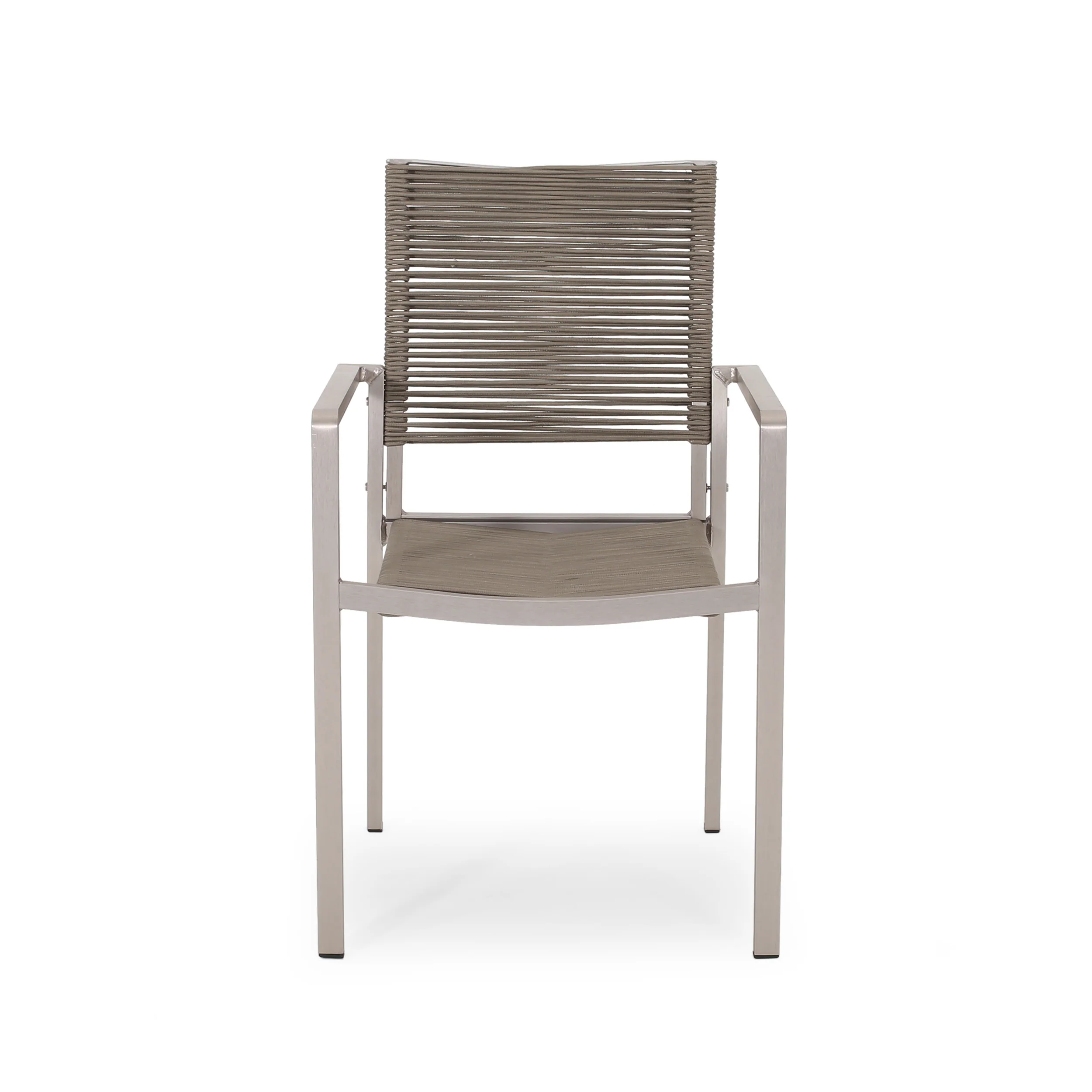 Lillian Outdoor Modern Aluminum Dining Chair with Rope Seat (Set of 2) - furnishings