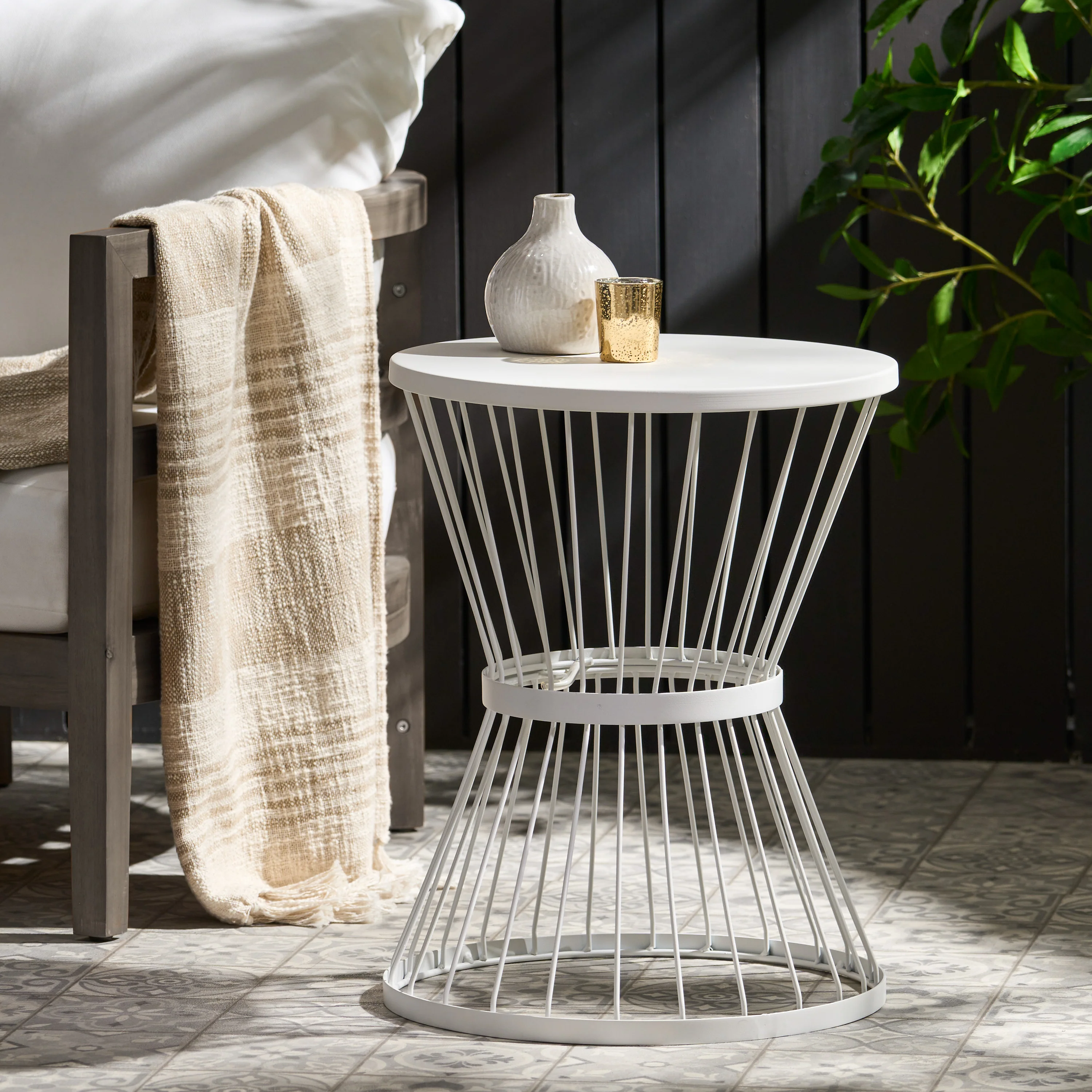 Fern Outdoor 16 Inch Iron Side Table - furnishings