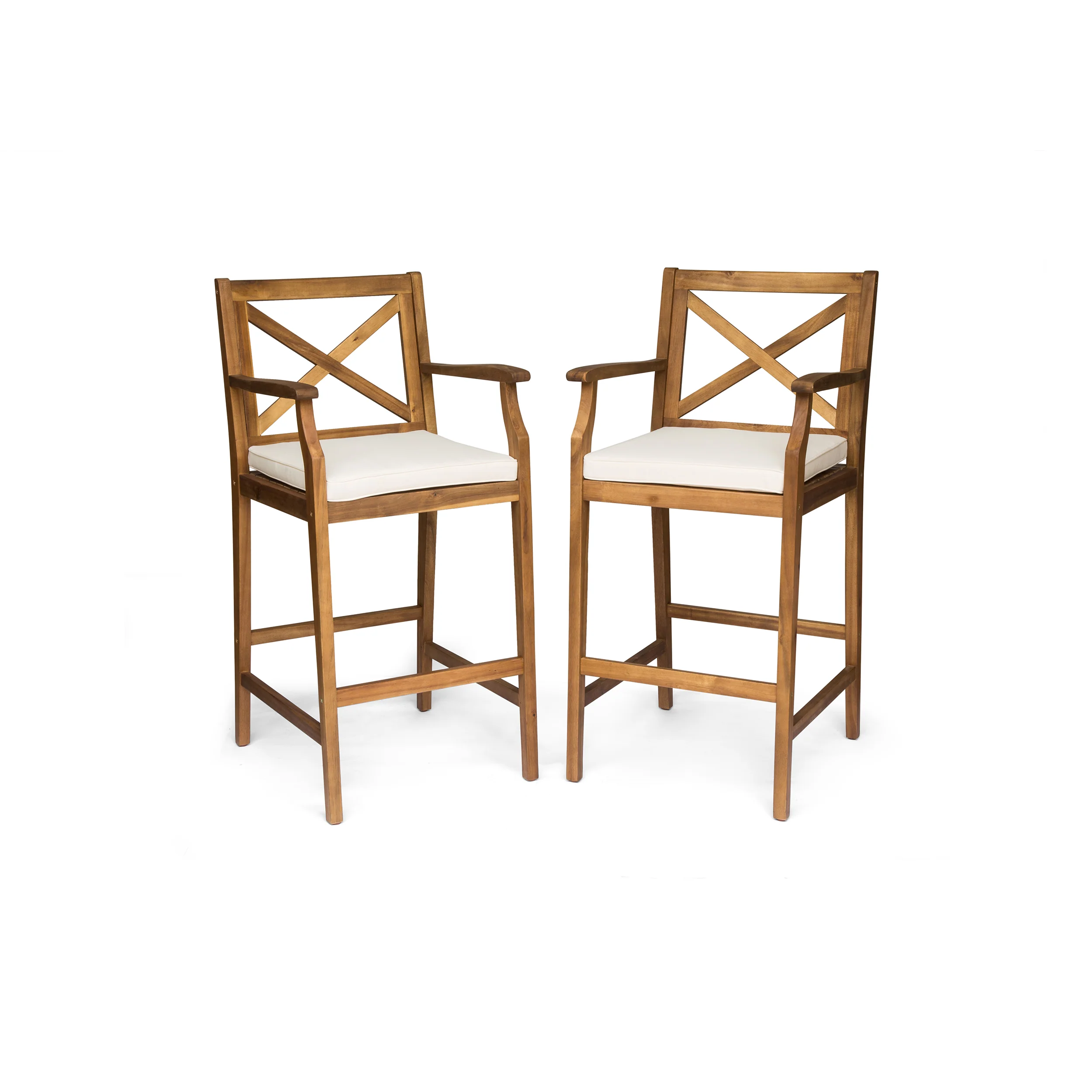 Logan Outdoor Acacia Wood Barstool (set of 2) - furnishings