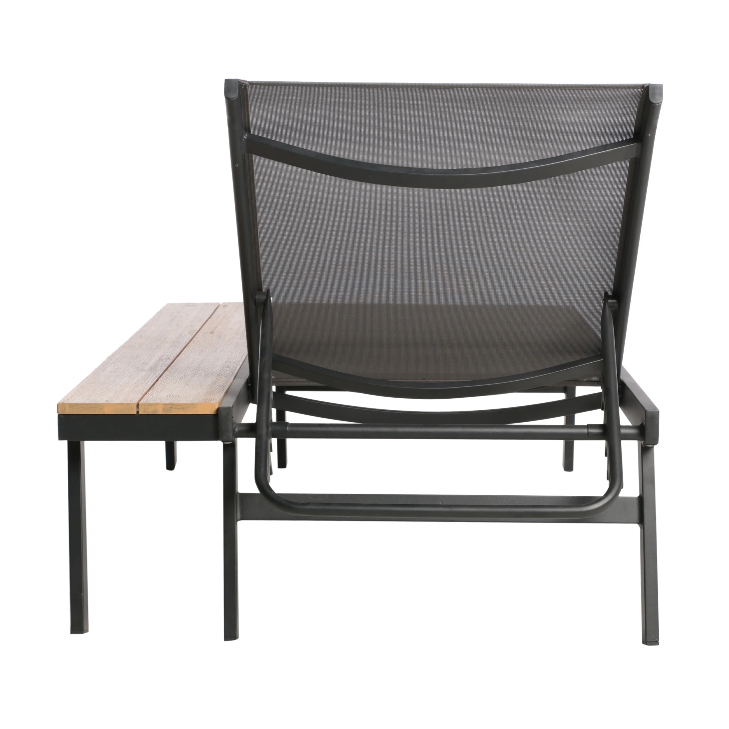 John Outdoor Mesh and Aluminum Chaise Lounge with Side Table - furnishings