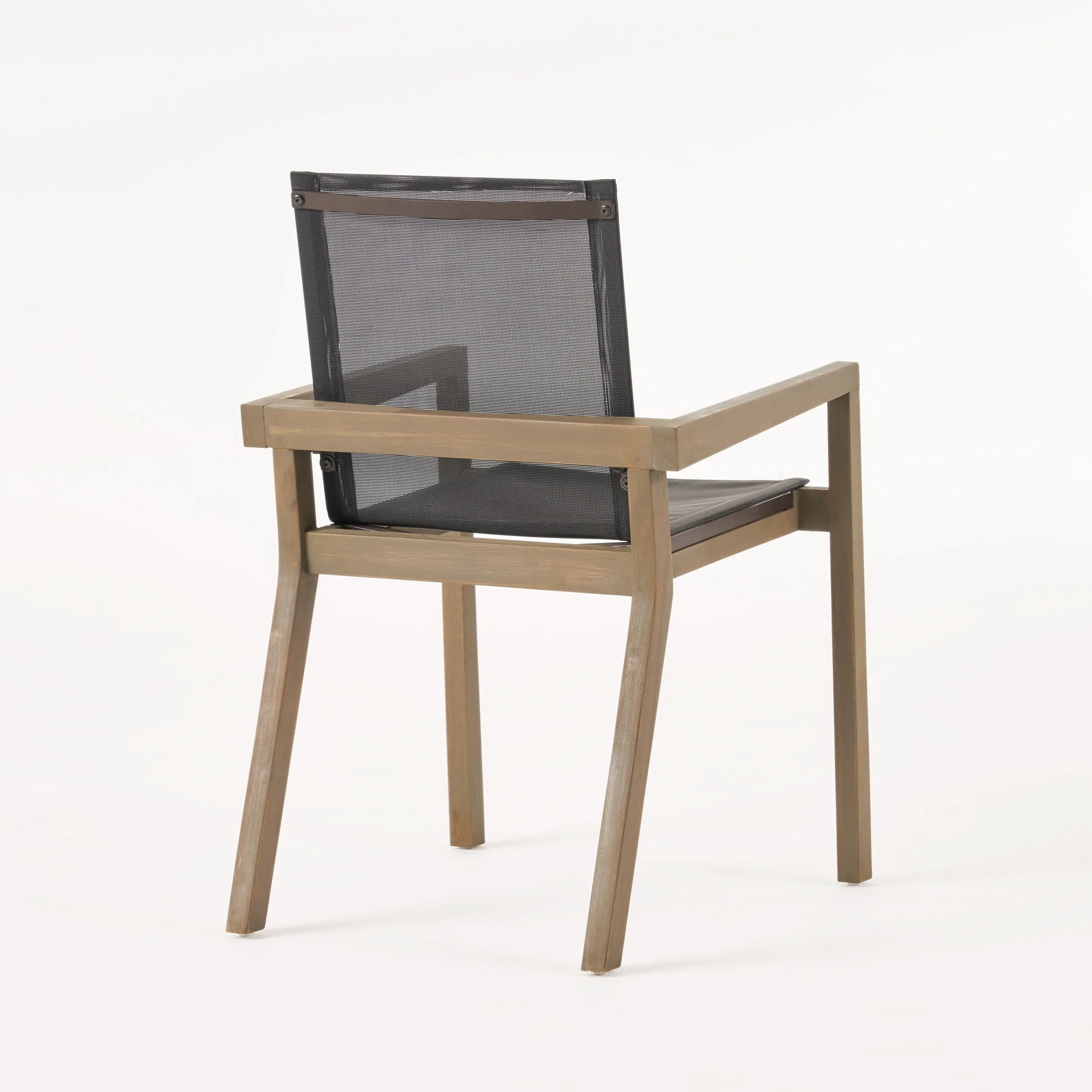 Jimmy Outdoor Acacia Wood and Mesh Dining Chairs (Set of 2) - furnishings