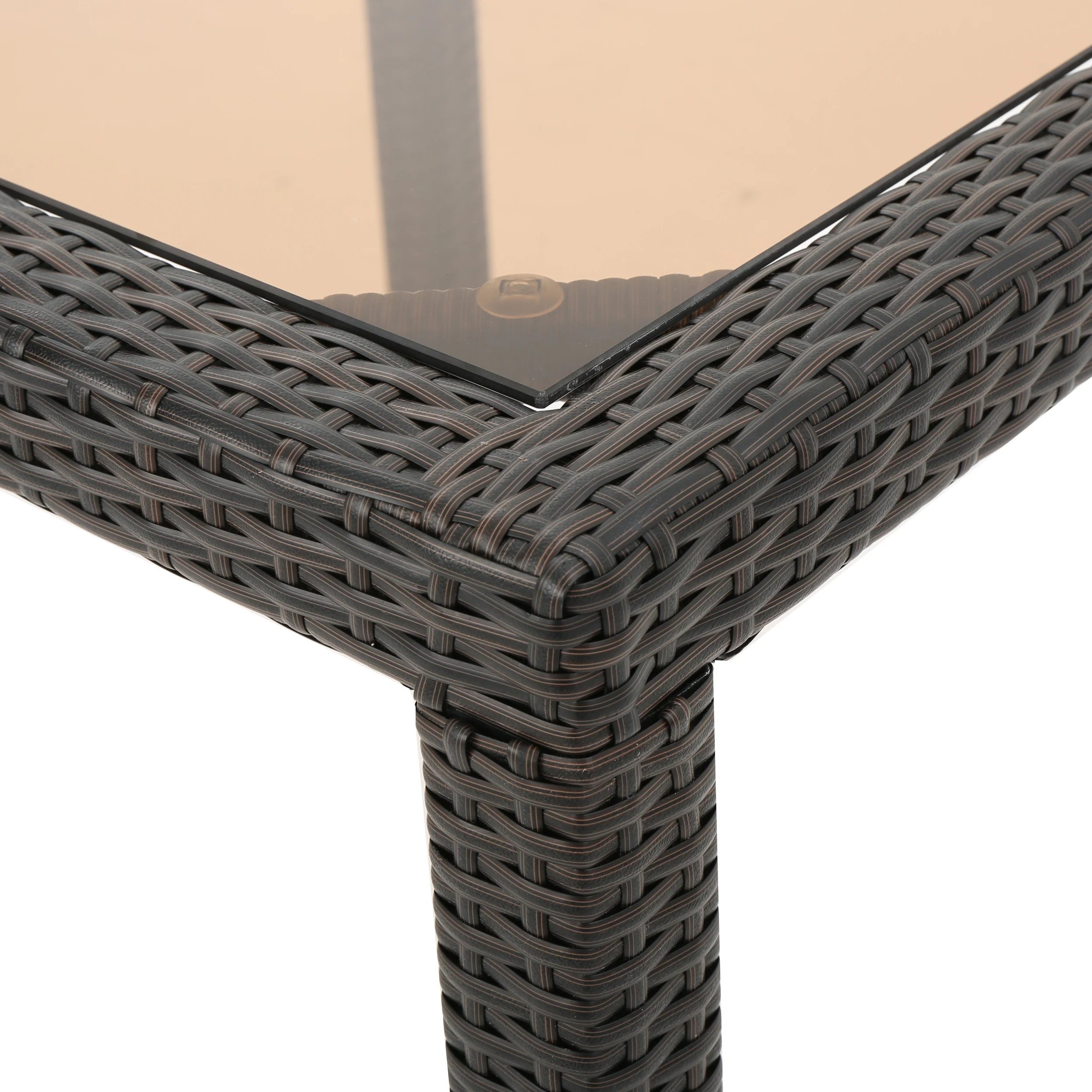 San Tropez Outdoor Wicker Dining Table with Tempered Glass Top - furnishings