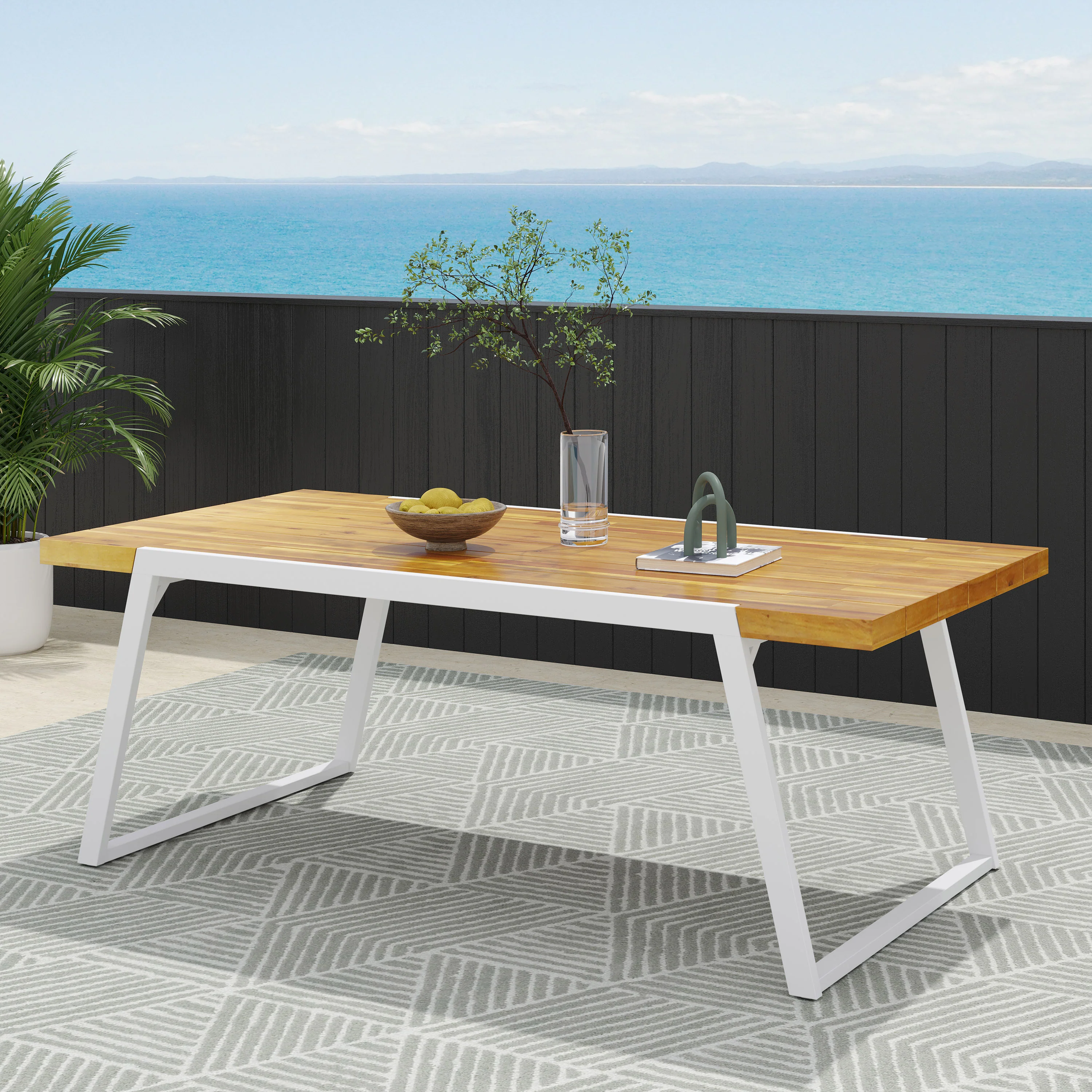 Gebo Outdoor Modern Acacia Wood Dining Table - furnishings