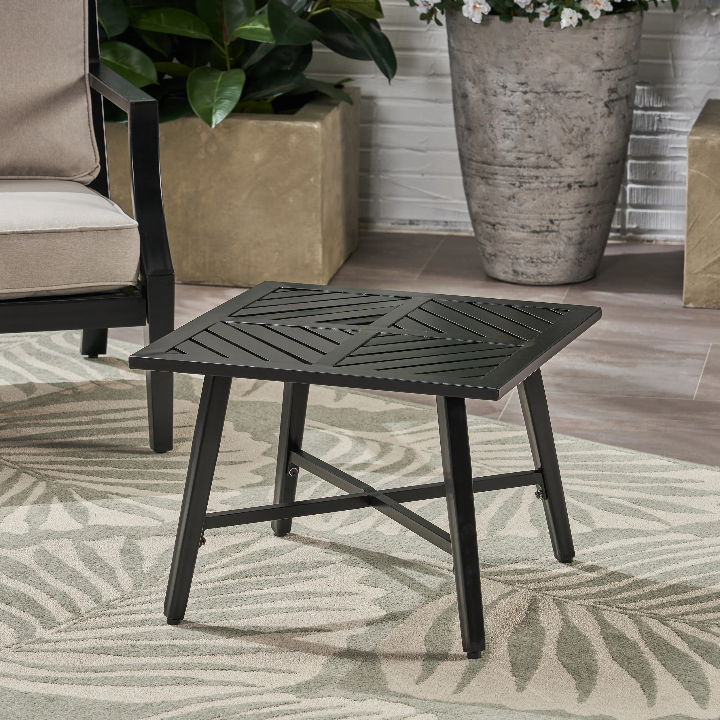 Carlson Diego Outdoor Aluminum Side Table, Matte Black - furnishings