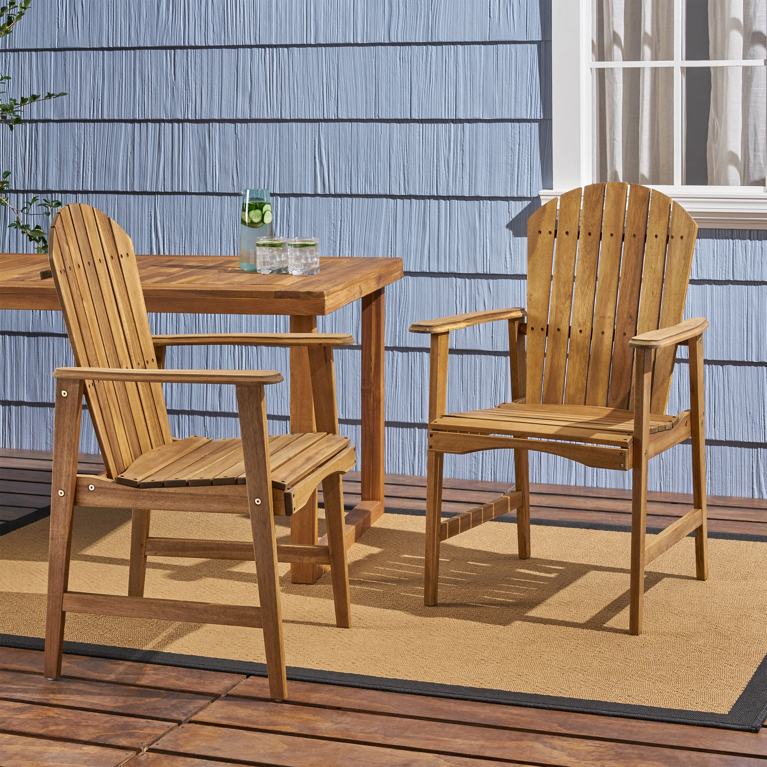 Easter Outdoor Weather Resistant Acacia Wood Adirondack Dining Chairs (Set of 2) - furnishings