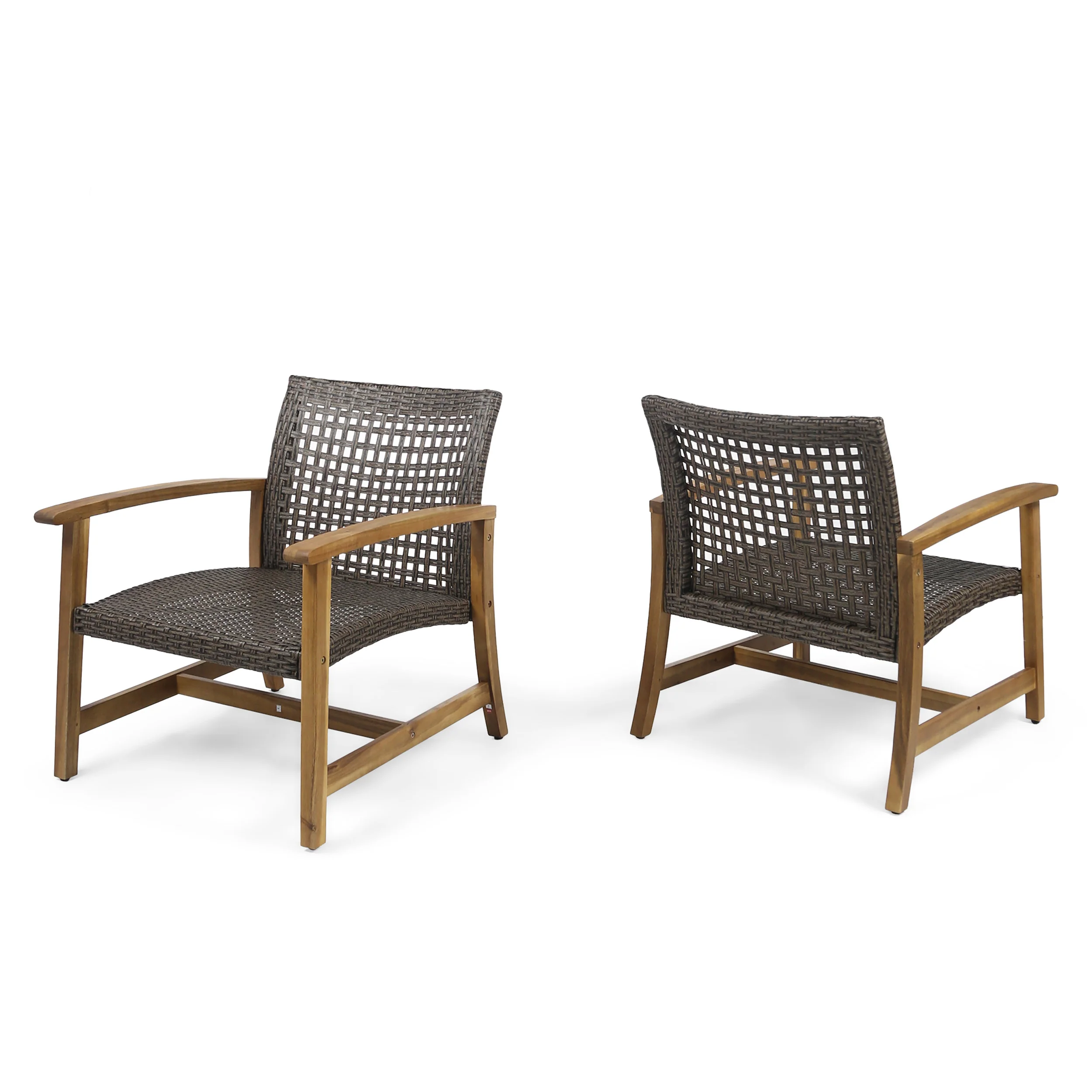 Viola Outdoor Wood and Wicker Club Chairs - furnishings