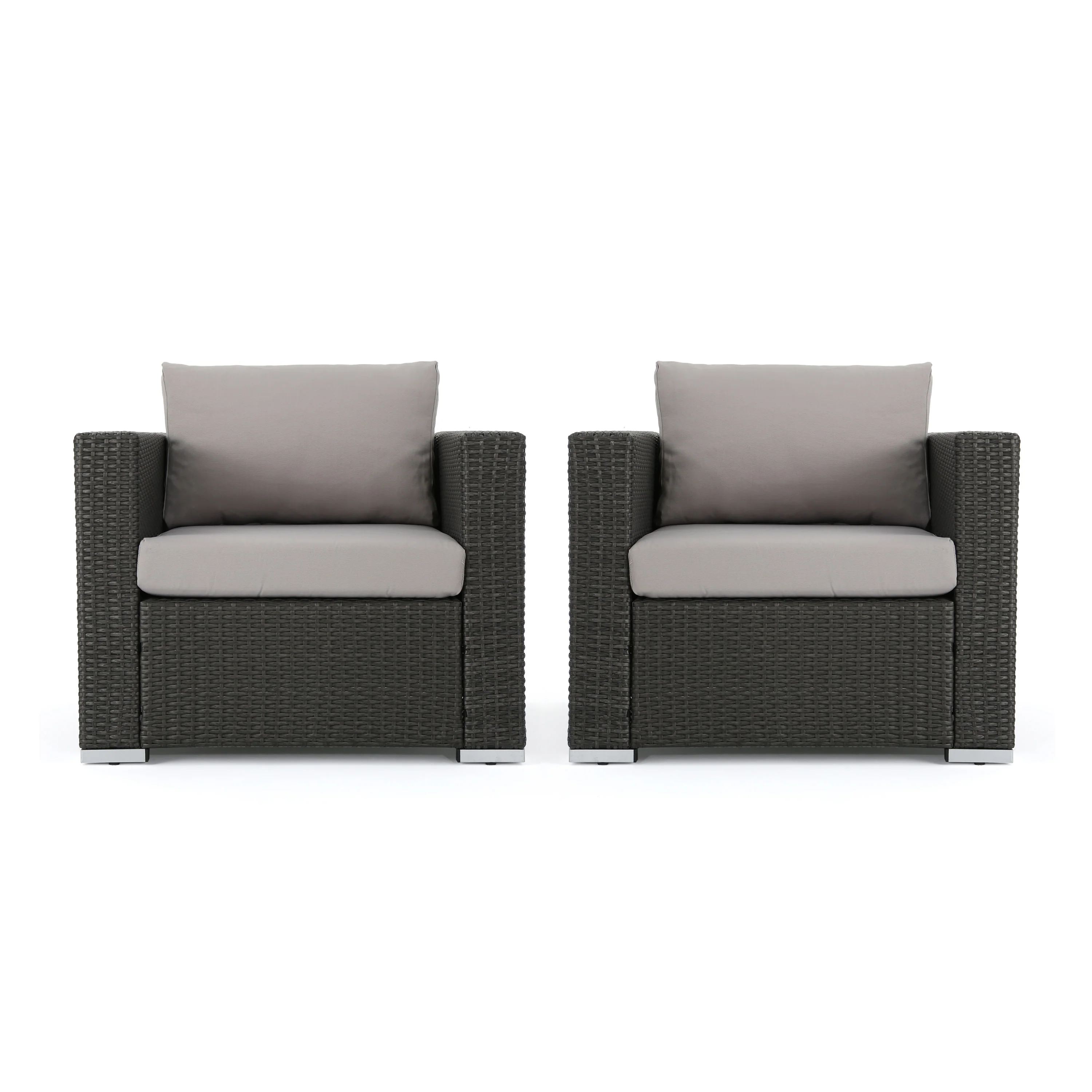 Avianna Outdoor Wicker Club Chair with Cushions, Set of 2 - furnishings
