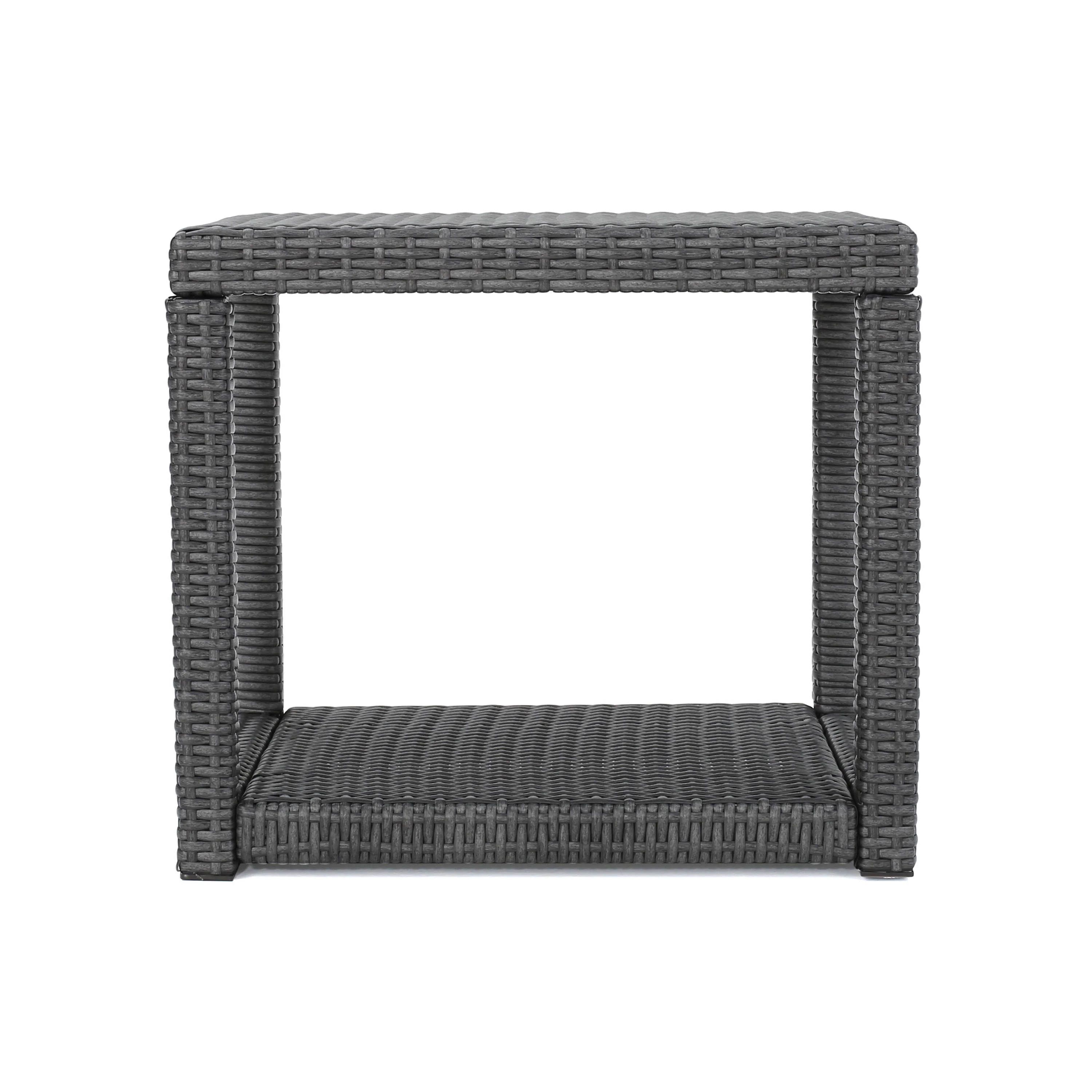 Hogan Outdoor 3 Piece Wicker Chat Set, Grey - furnishings