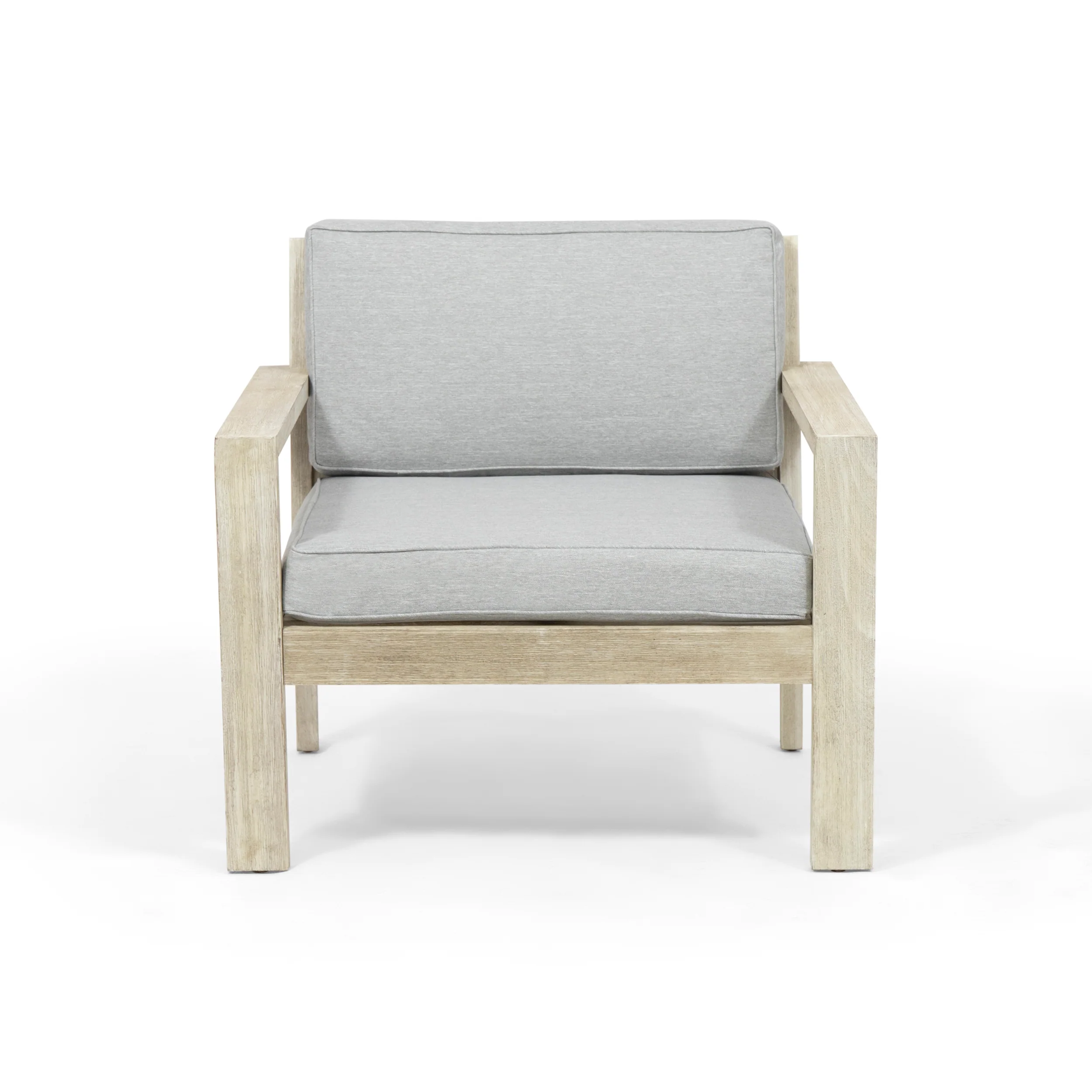 Ben Outdoor Acacia Wood Club Chairs with Cushions (Set of 2) - furnishings