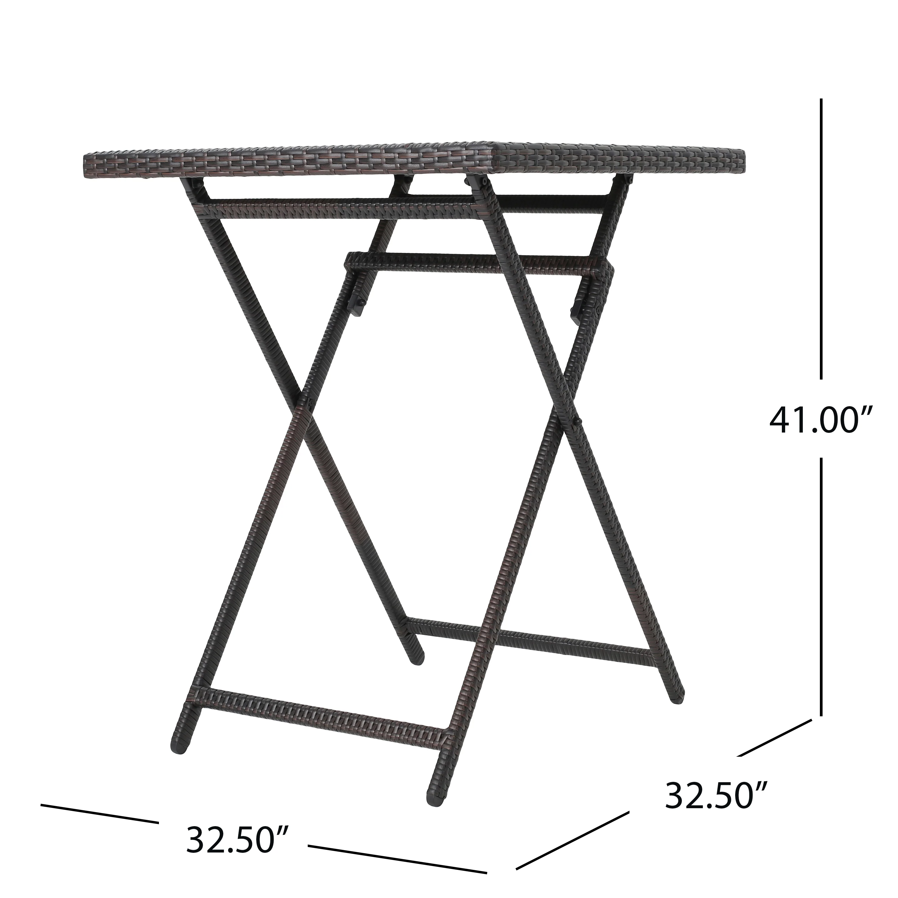 Marinelli Outdoor Folding Multi-Brown Wicker Square Bar Table - furnishings