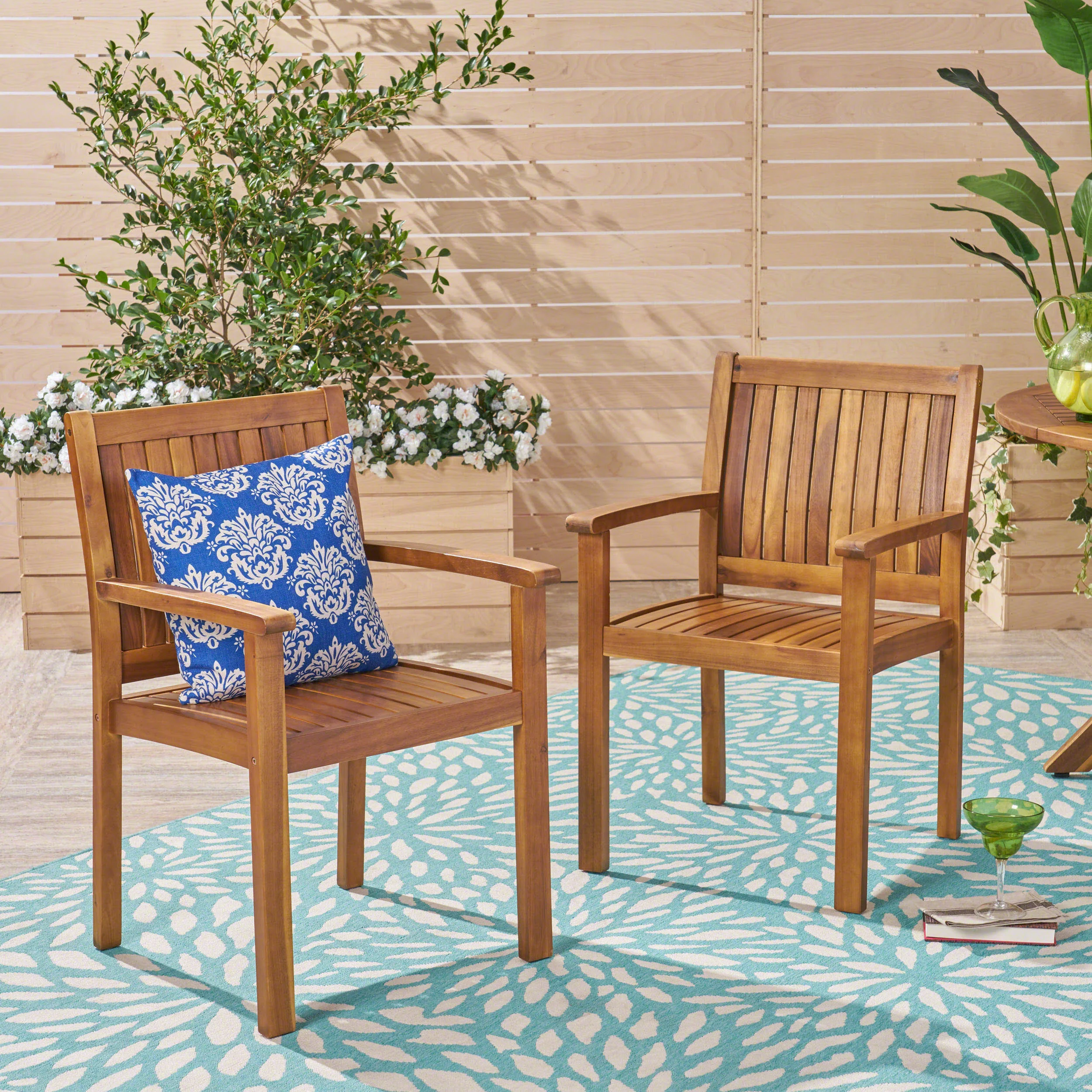 Kylan Outdoor Acacia Wood Dining Chairs (Set of 2) - furnishings