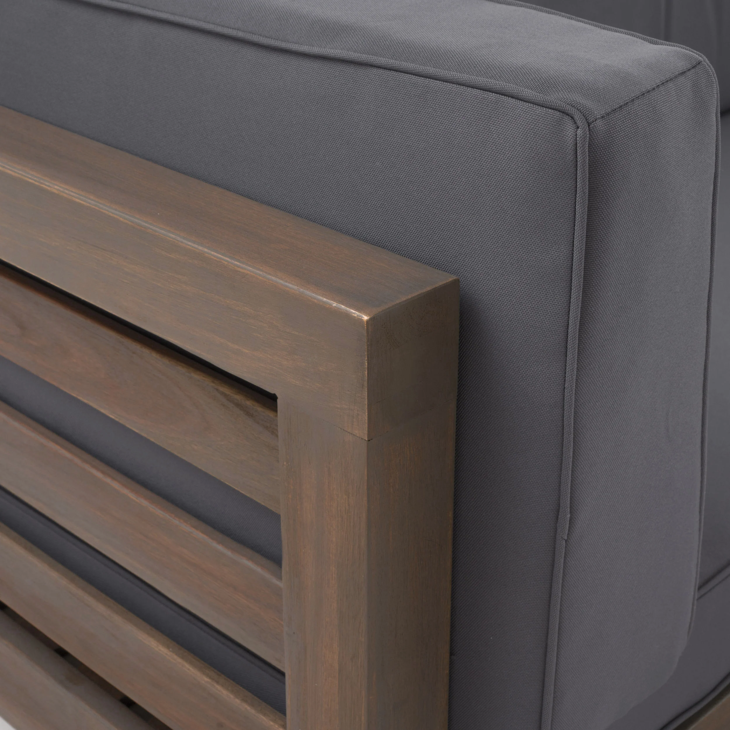Cascada Outdoor Acacia Wood Left Arm Loveseat and Coffee Table Set with Cushion - furnishings