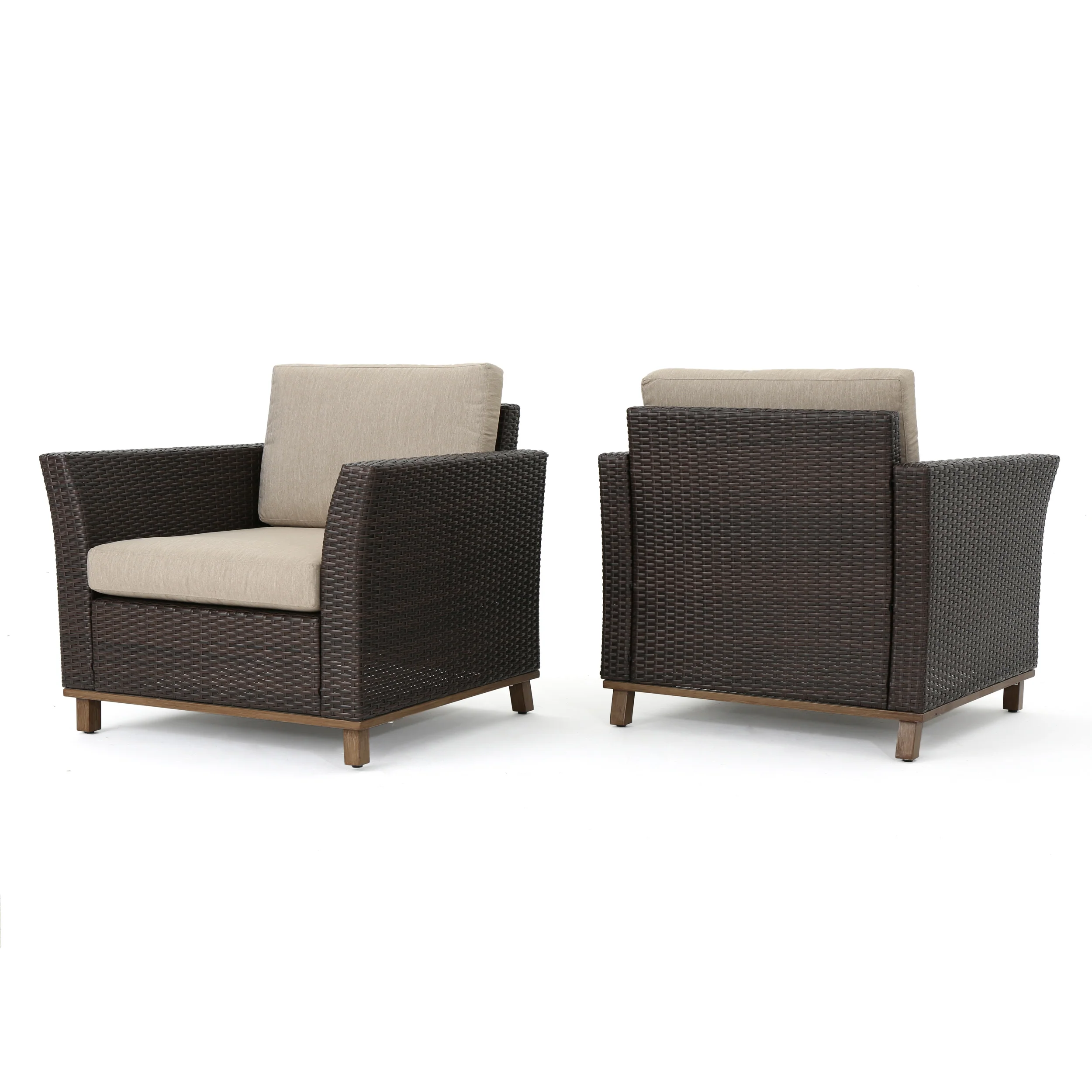 Grady Outdoor Aluminum Framed Mix Brown Wicker Club Chairs (Set of 2) - furnishings