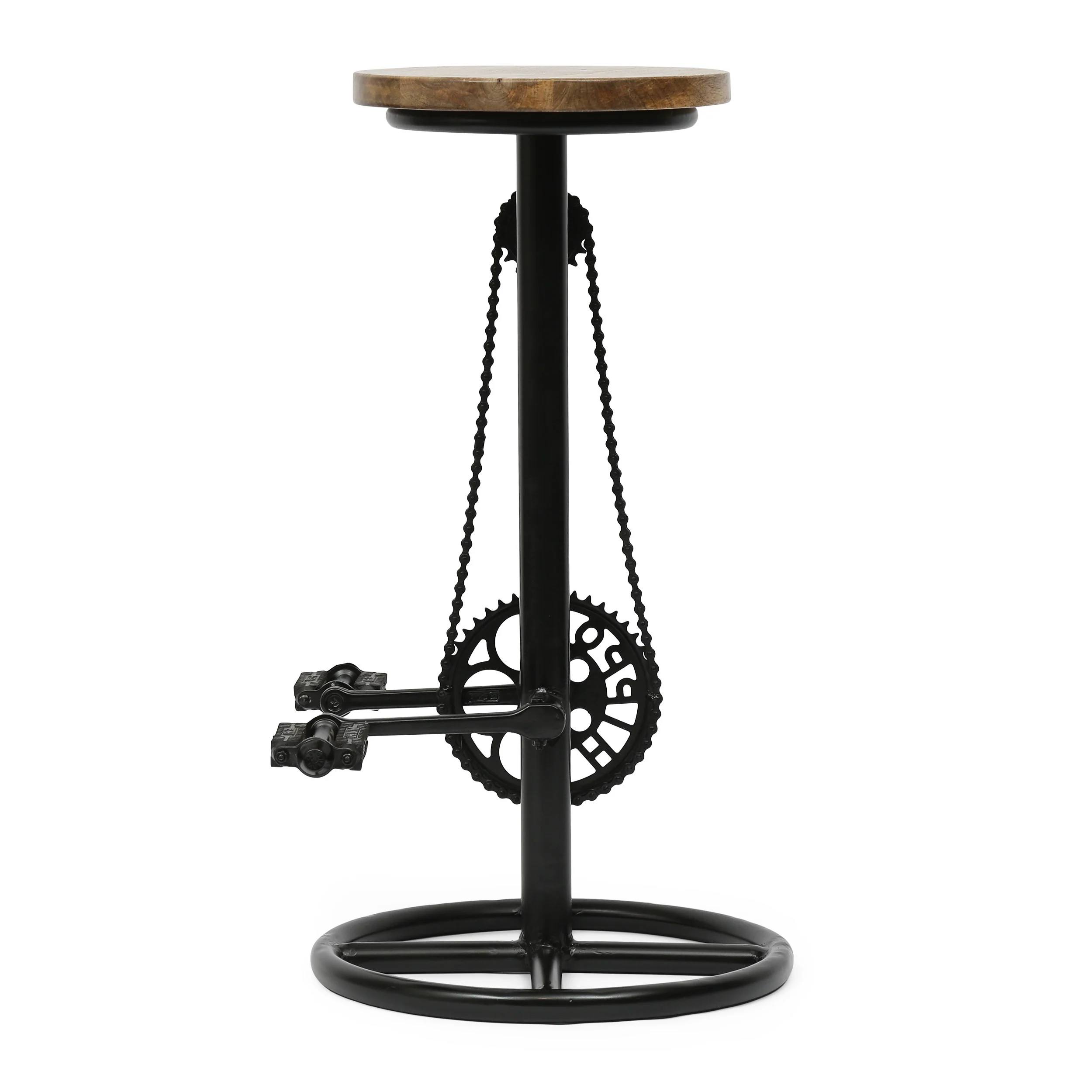 Lepley Industrial Handcrafted Mango Wood Pedal Barstool - furnishings