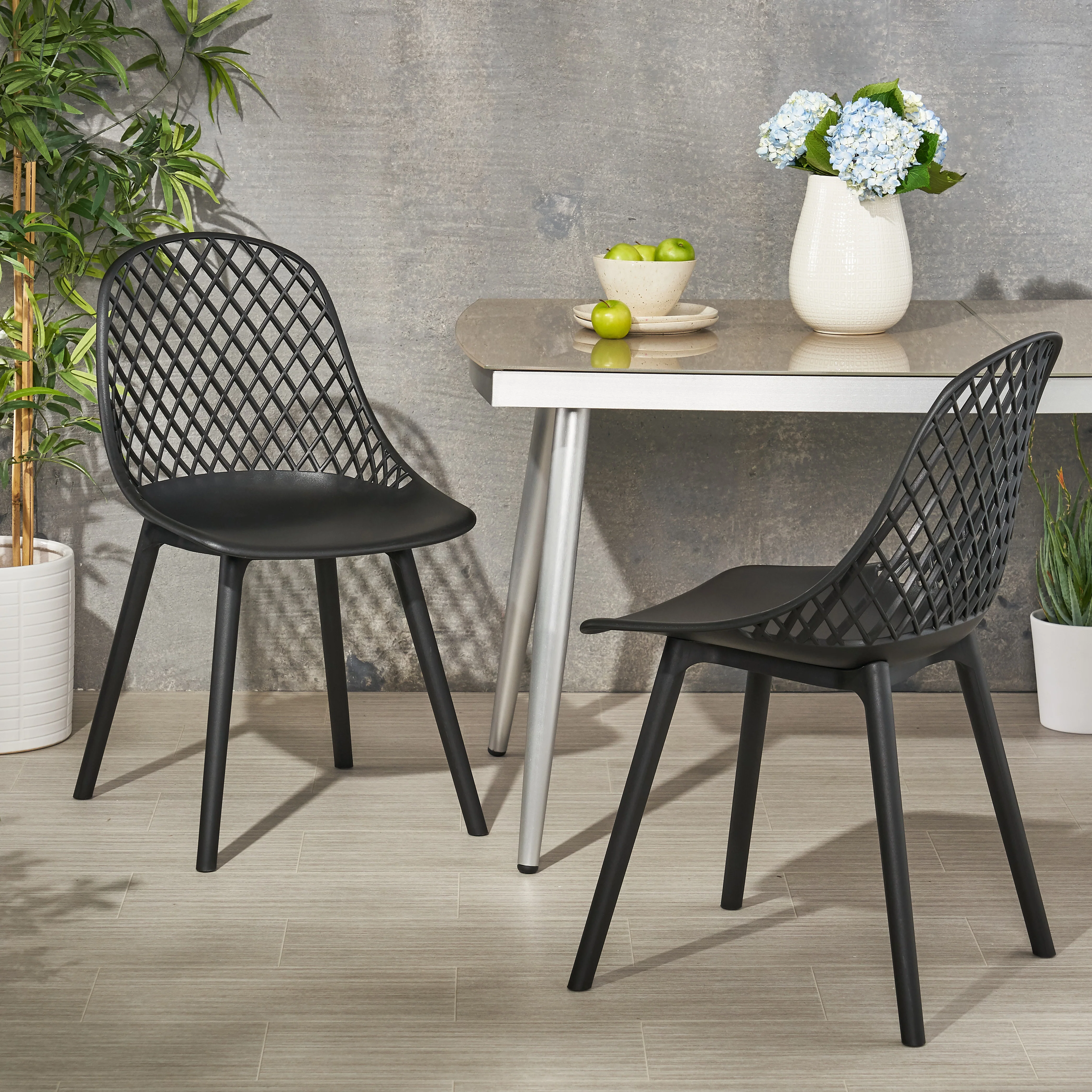 Lucy Outdoor Modern Dining Chair (Set of 2) - furnishings