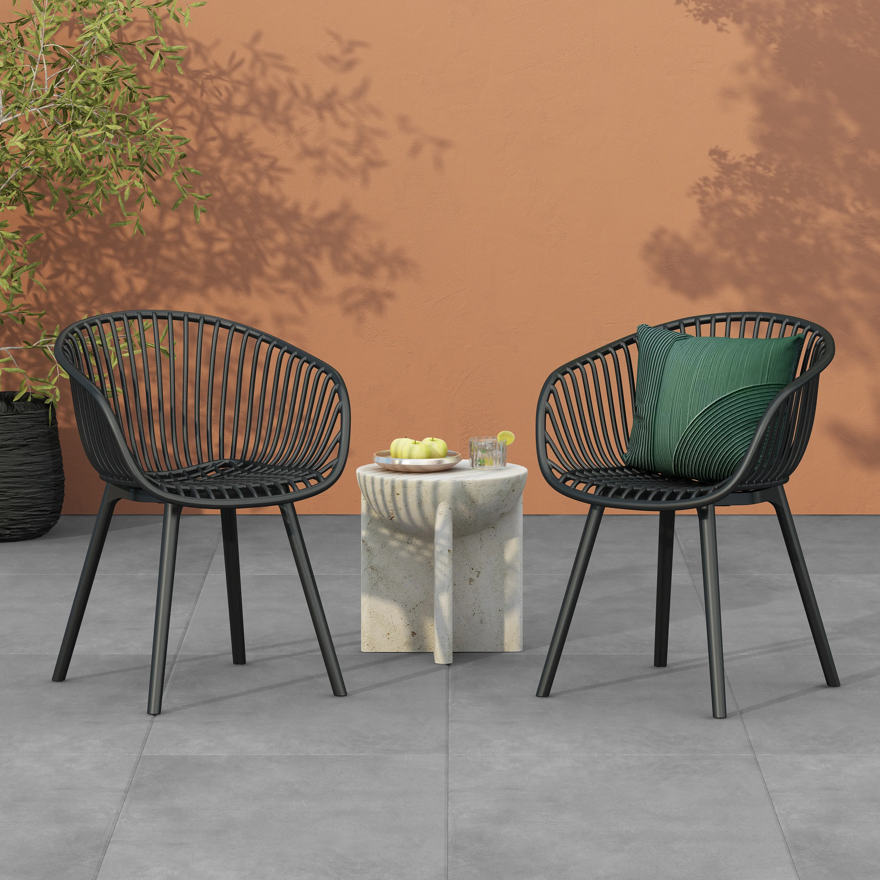 El Camino Indoor & Outdoor Polypropelene Plastic Accent Chairs, Set of 2 - furnishings