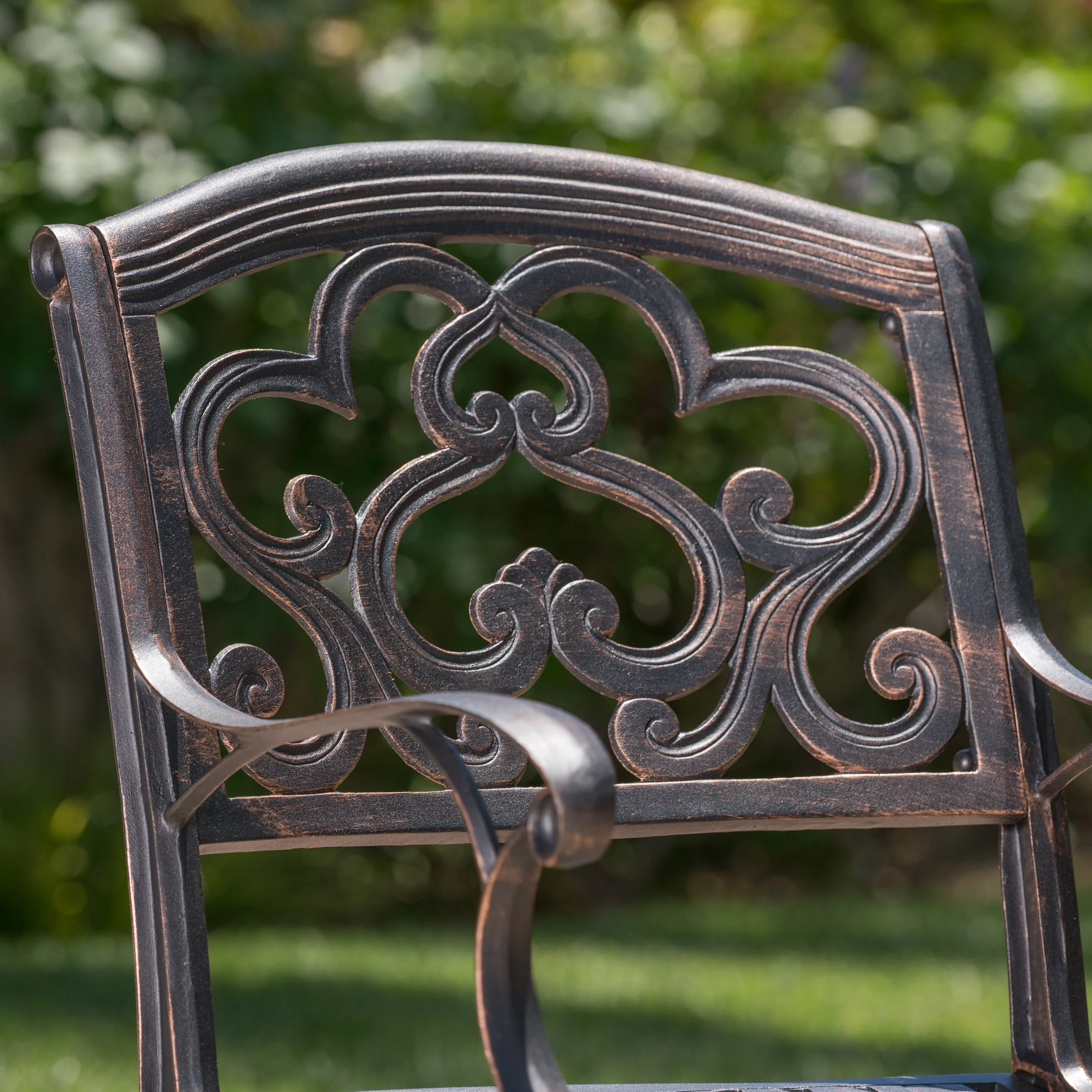 Carlton Outdoor Cast Aluminum Dining Chairs (Set of 2), Patina Copper - furnishings