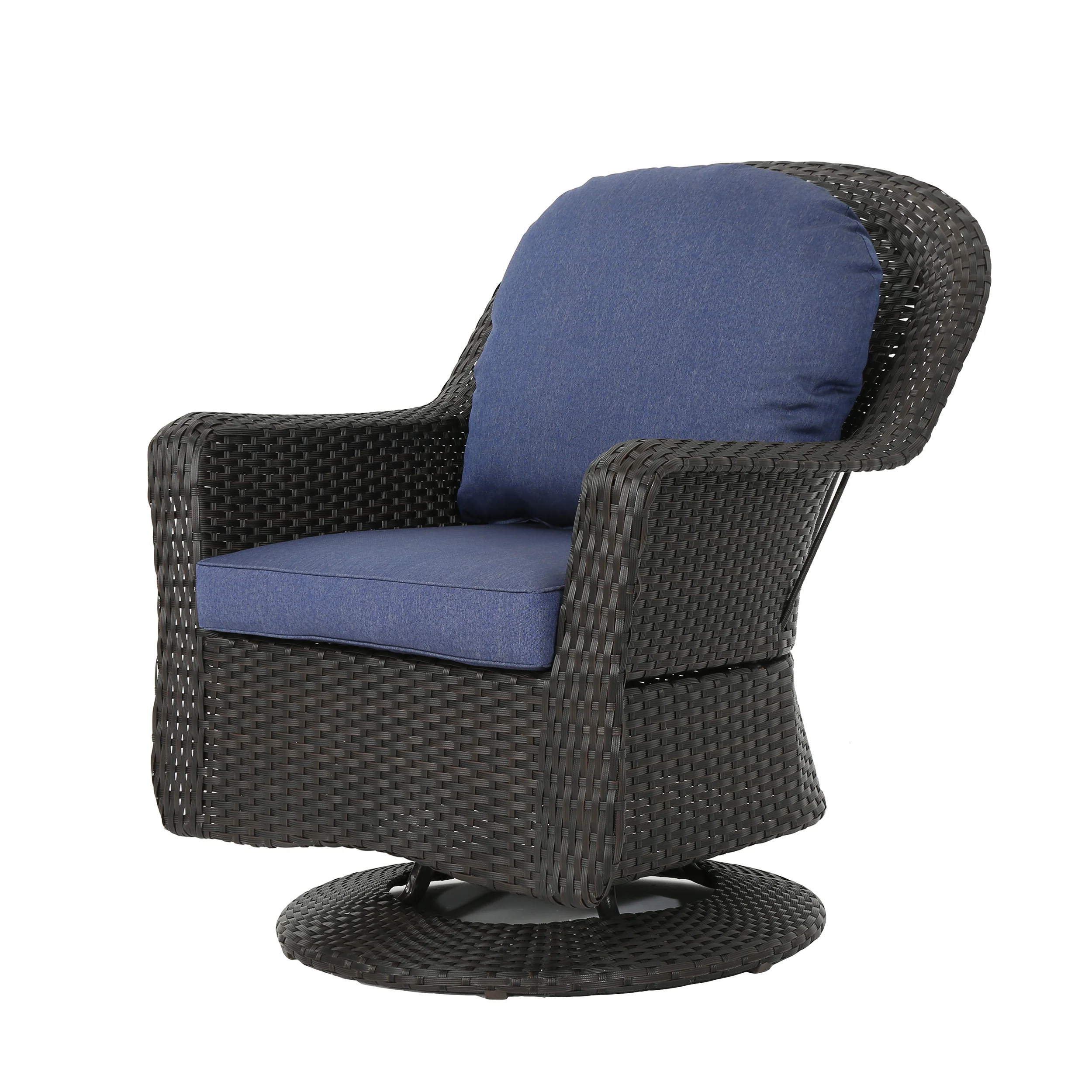 Linsten Outdoor 4 Seater Wicker Swivel Chair and Fire Pit Set - furnishings