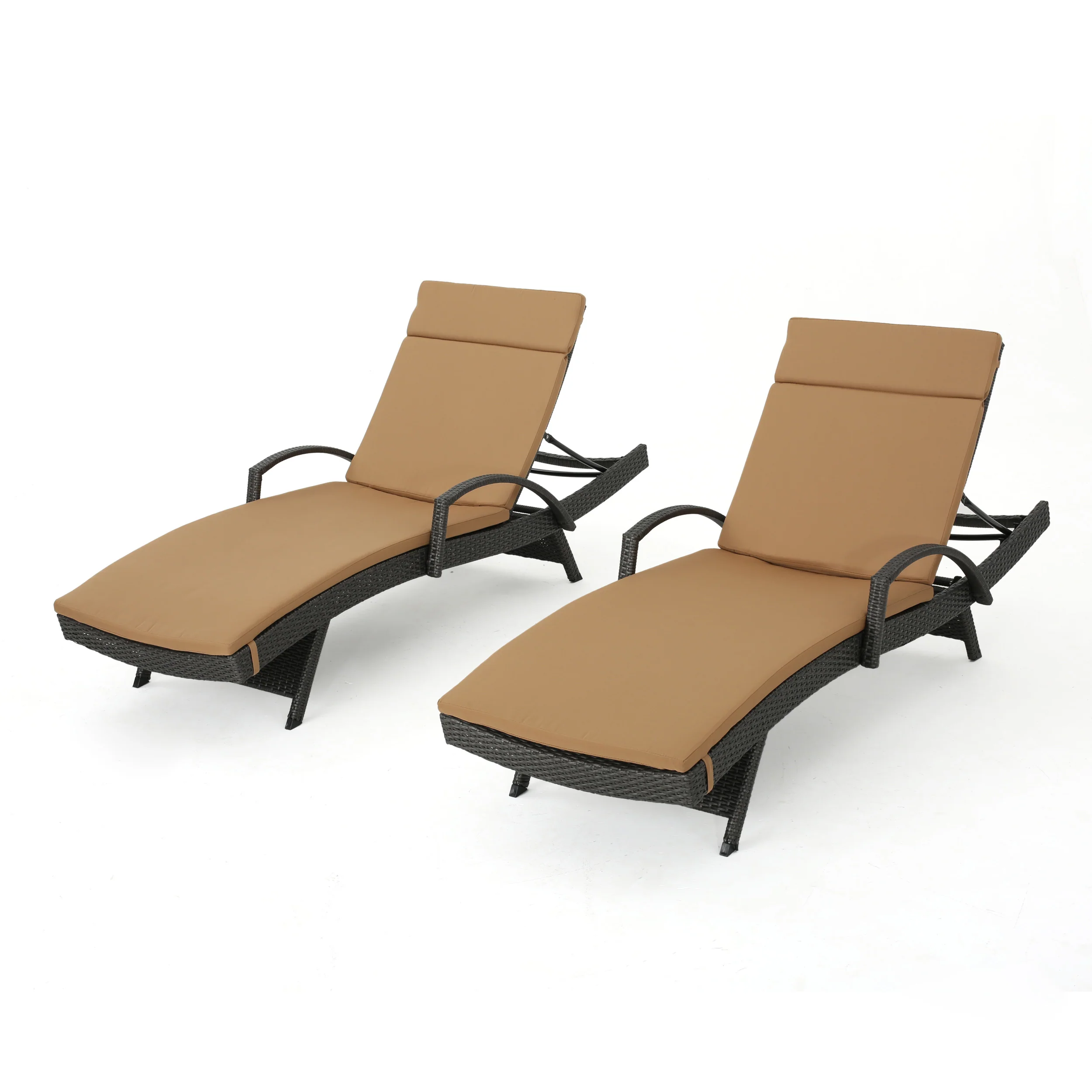 Soleil Outdoor Wicker Chaise Lounges w/ Water Resistant Cushions (Set of 2) - furnishings