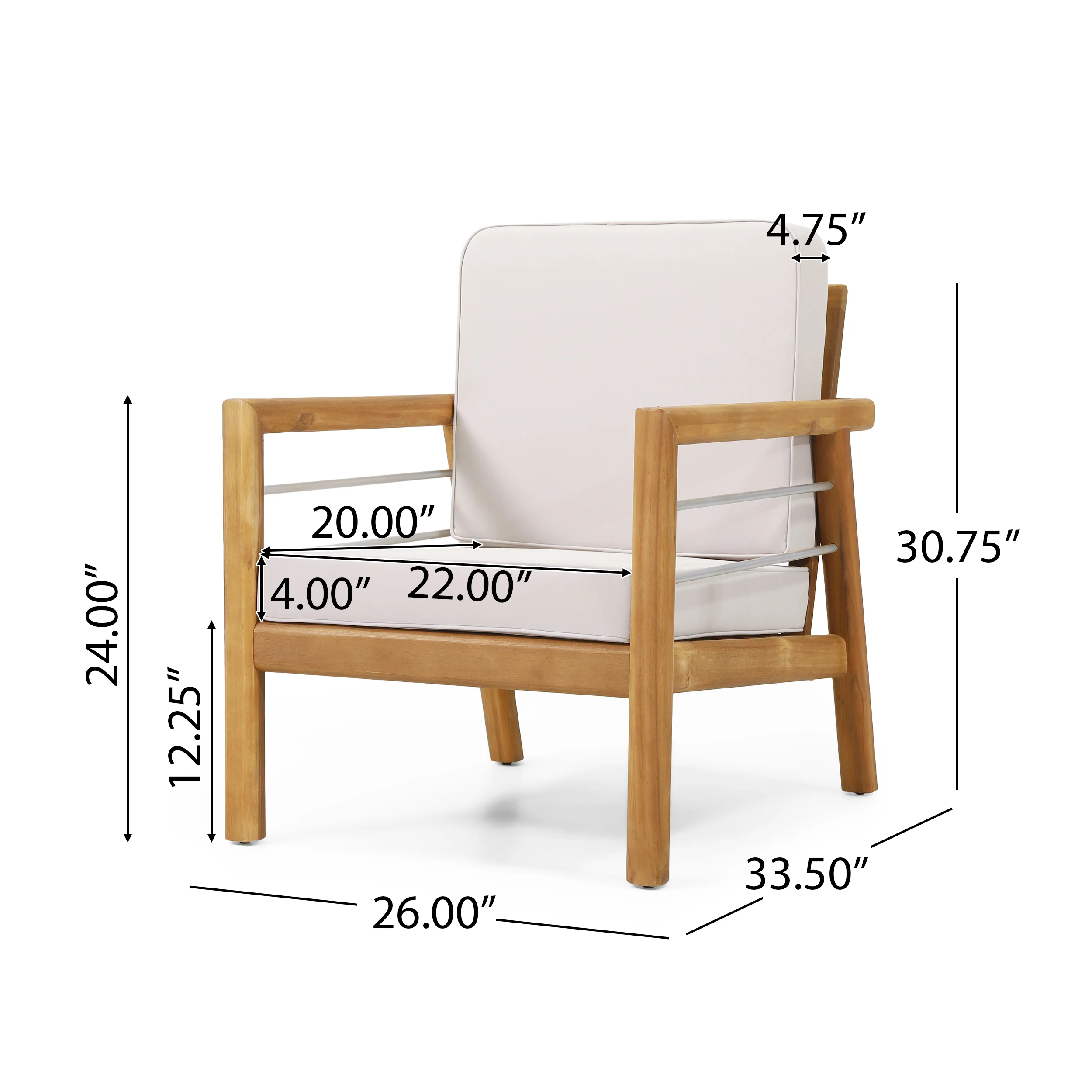 Lindsey Outdoor Acacia Wood 4 Seater Chat Set with Cushions, Beige and Teak - furnishings
