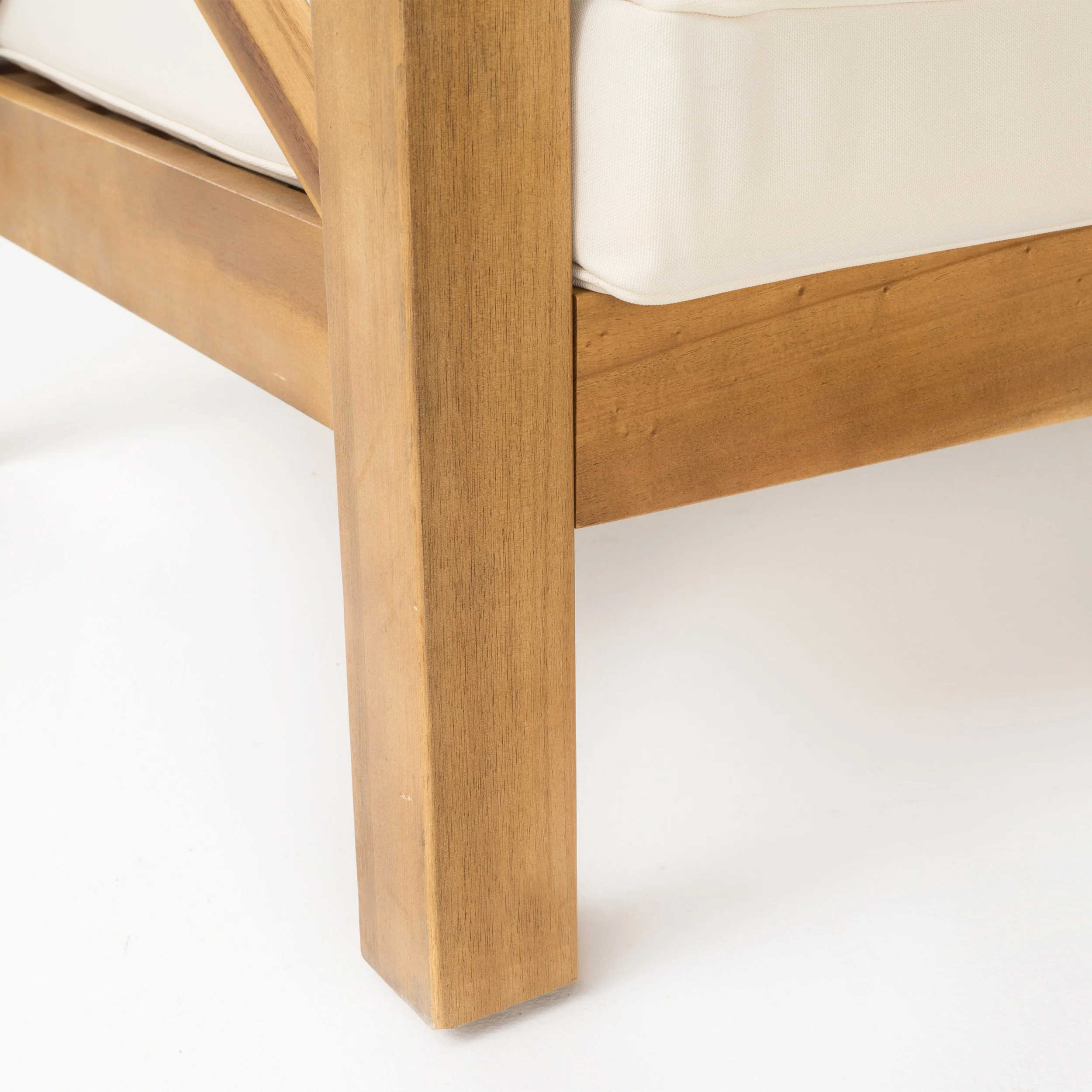 Keith Outdoor Acacia Wood Left Arm Loveseat and Coffee Table Set with Cushion - furnishings