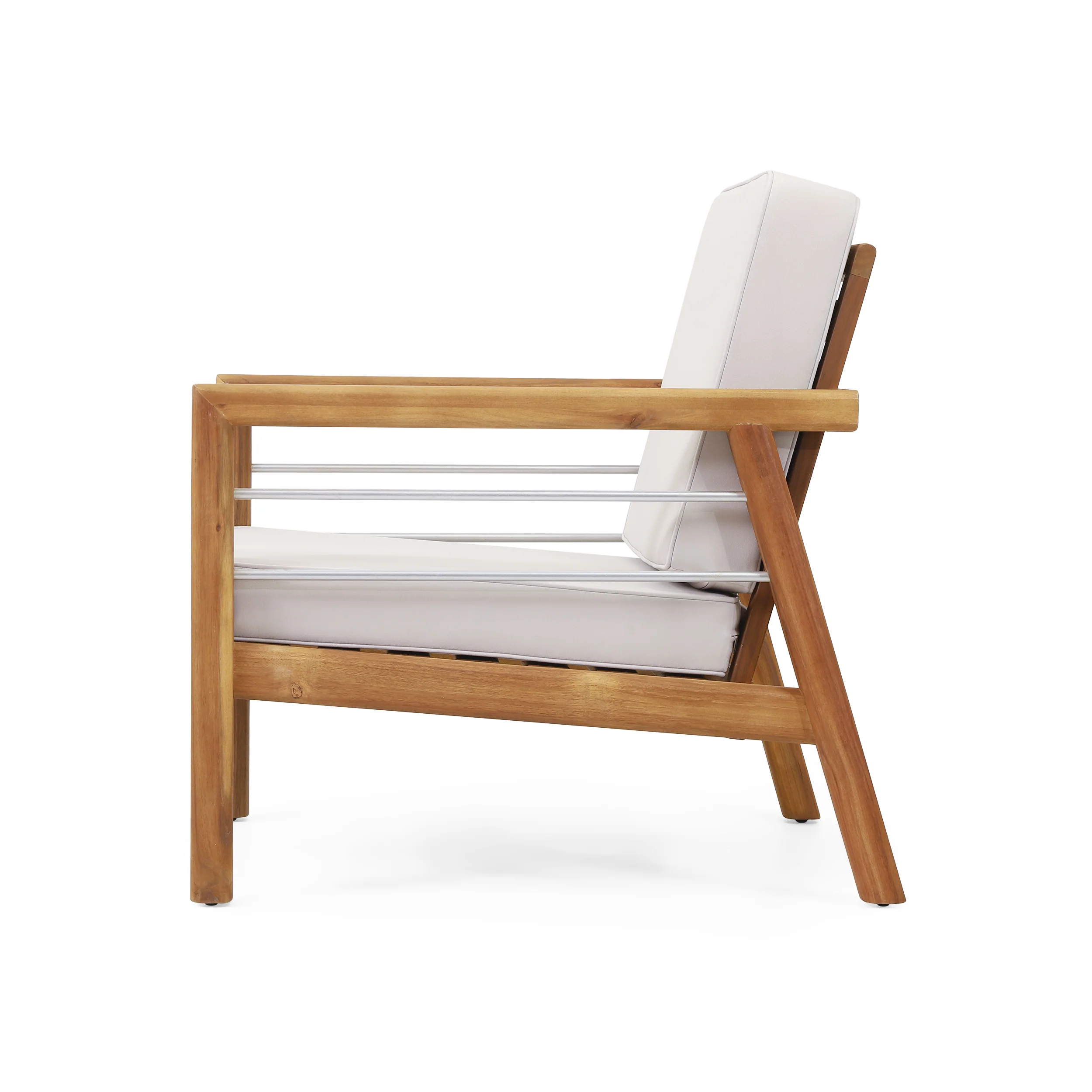 Lindsey Outdoor Acacia Wood Club Chair with Cushions, Teak and Beige - furnishings