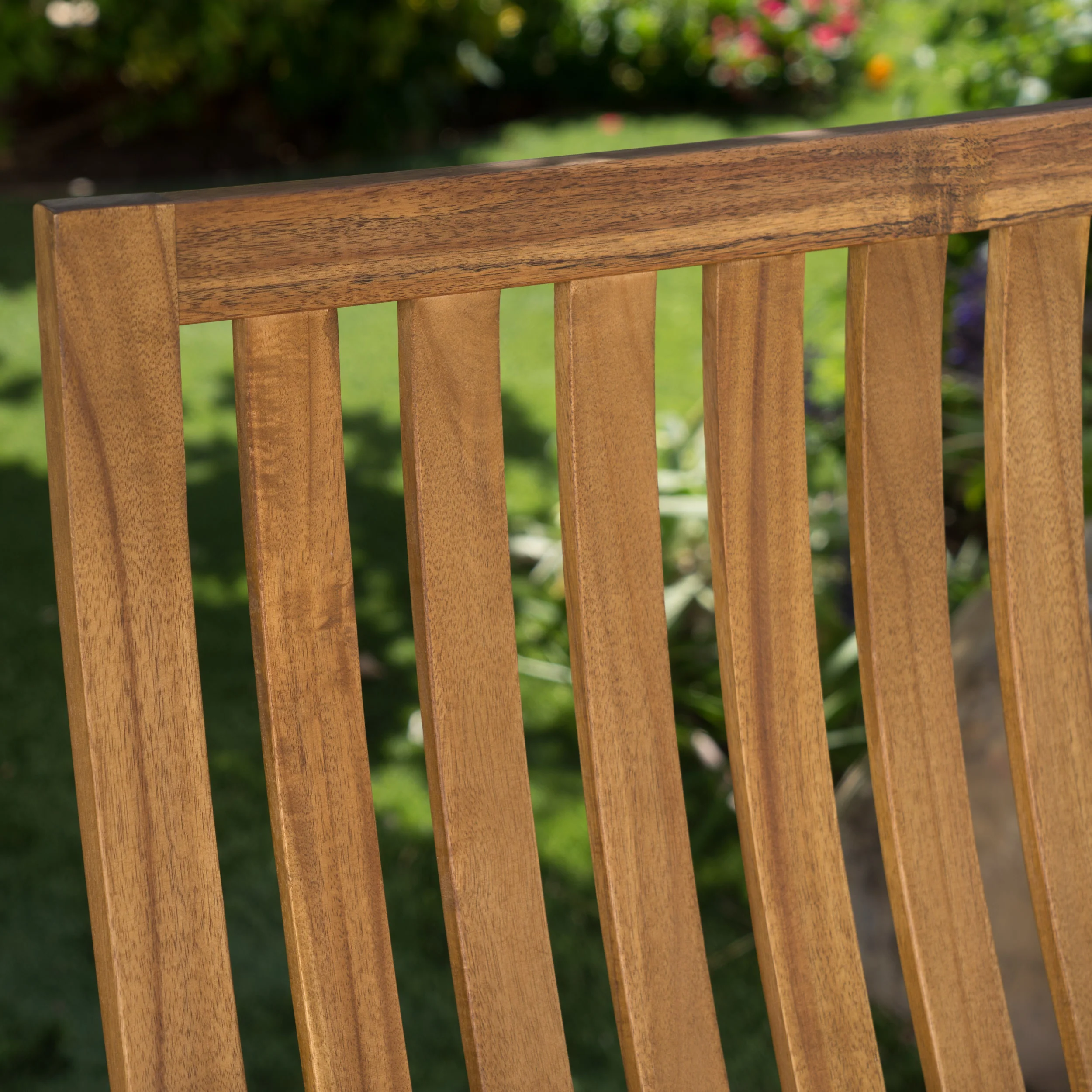 Cattan Outdoor Natural Stained Acacia Wood Rocking Chair Chat Set - furnishings
