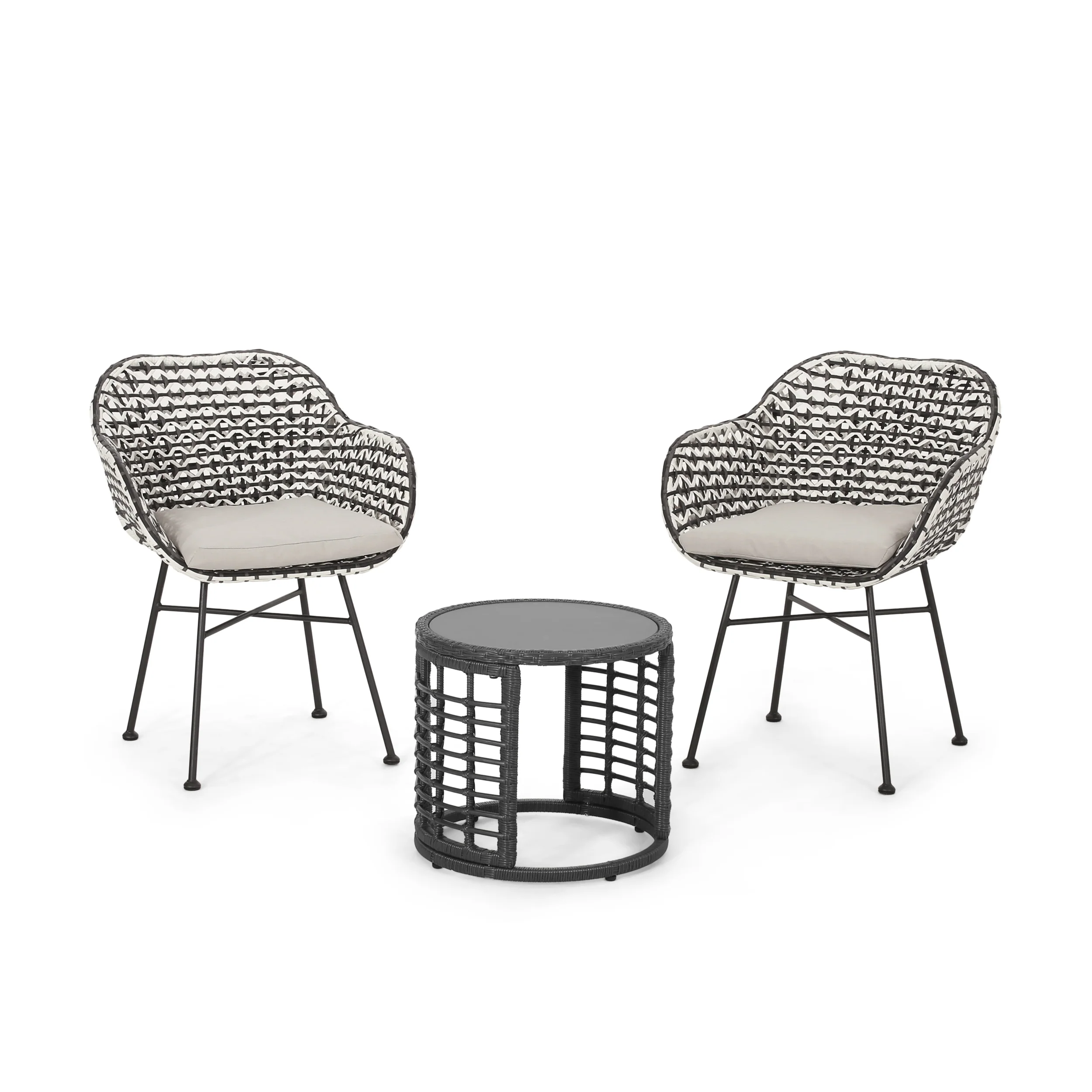 Yedidya Outdoor 3 Piece Wicker Chat Set - furnishings