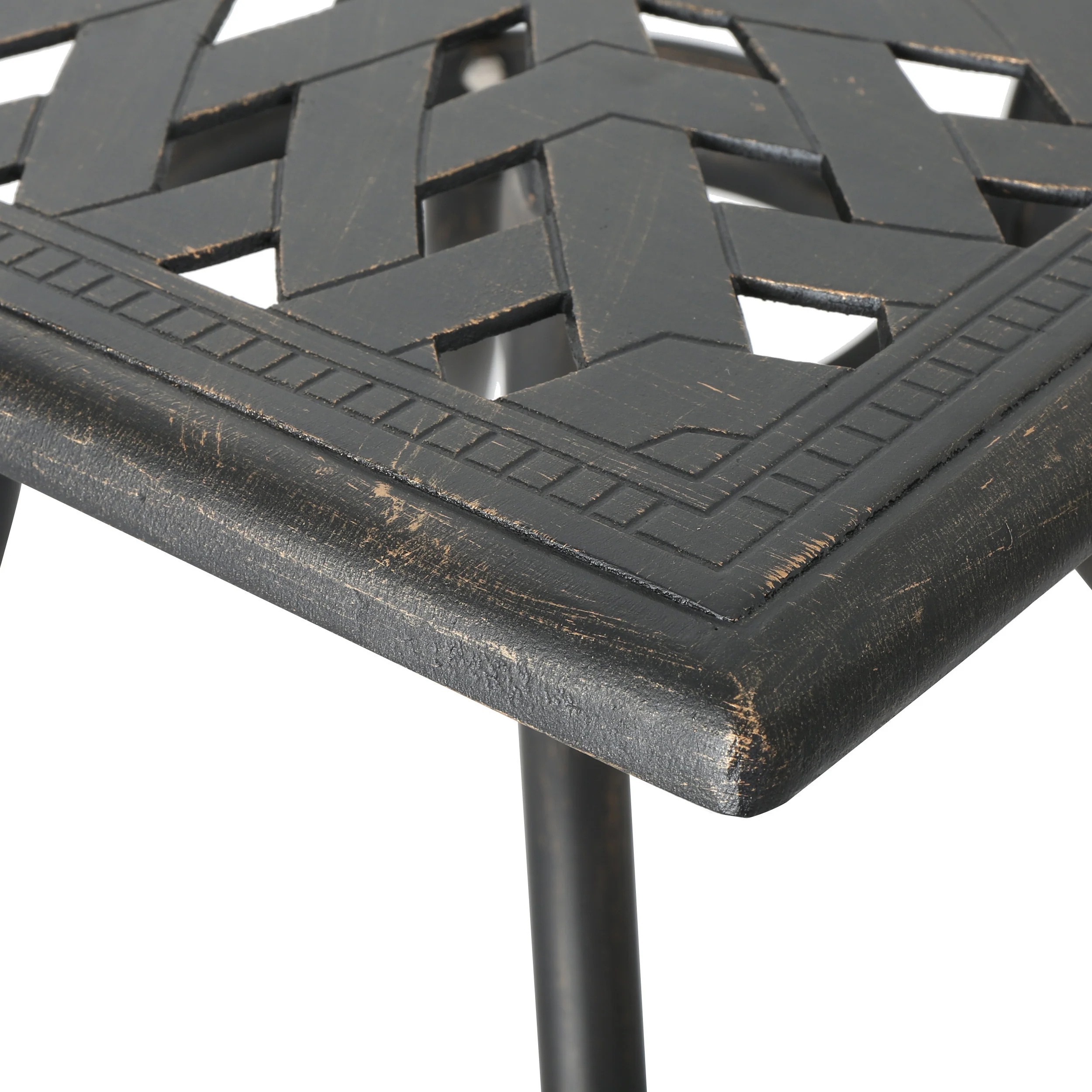 Carlton Outdoor Patina Copper Cast Aluminum Square Dining Table - furnishings