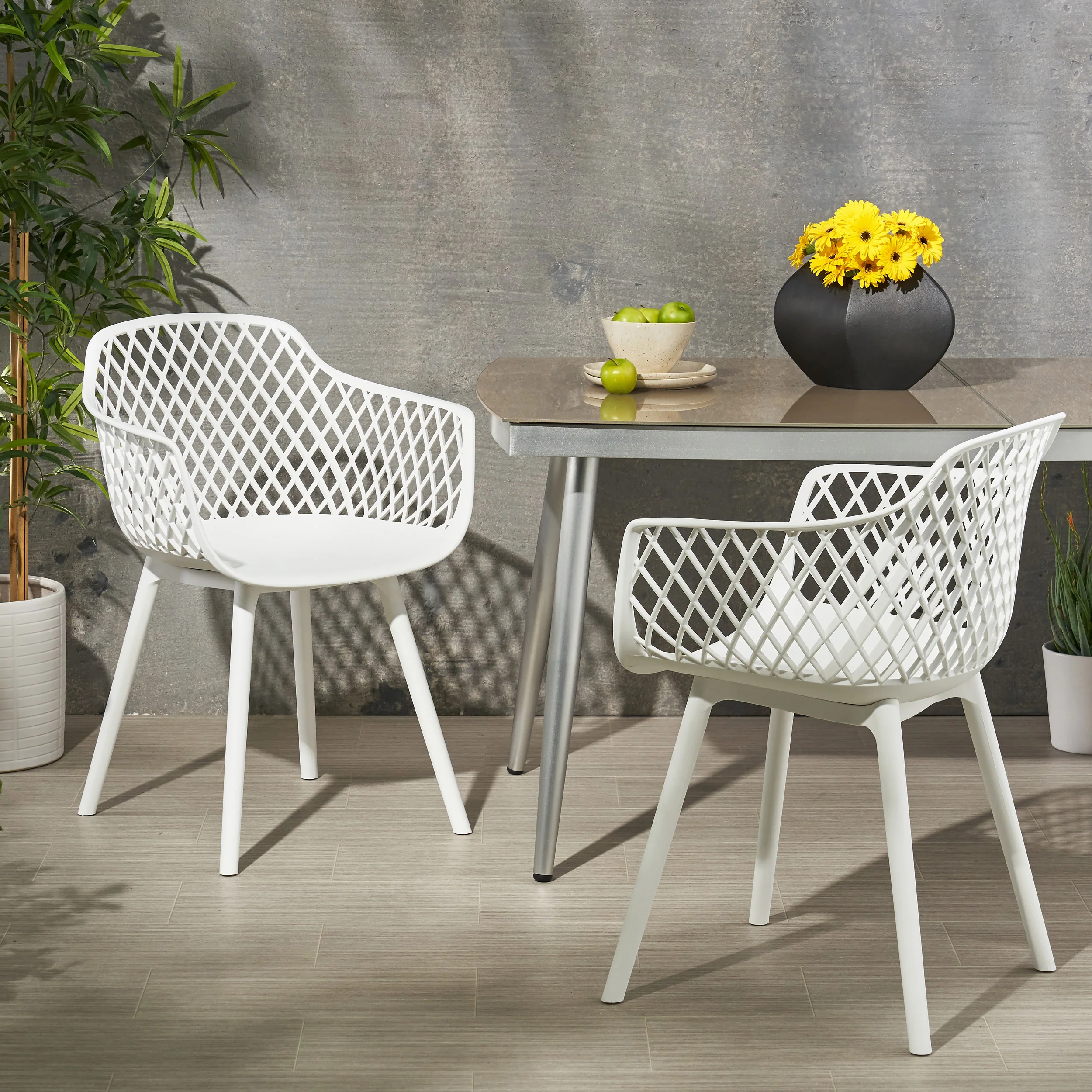 Tate Outdoor Modern Dining Chair (Set of 2) - furnishings