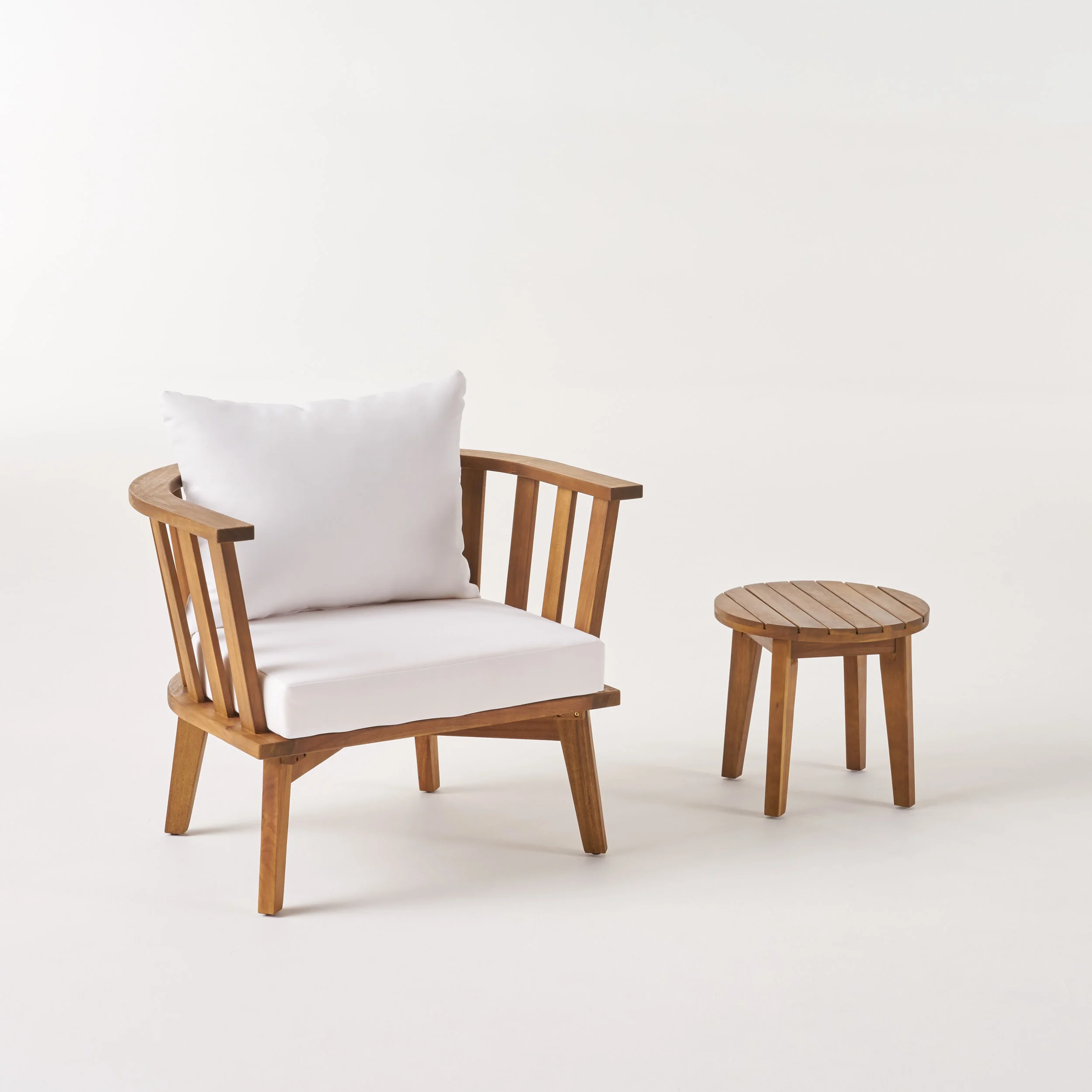 Murray Outdoor Acacia Wood Club Chair and Side Table Set - furnishings