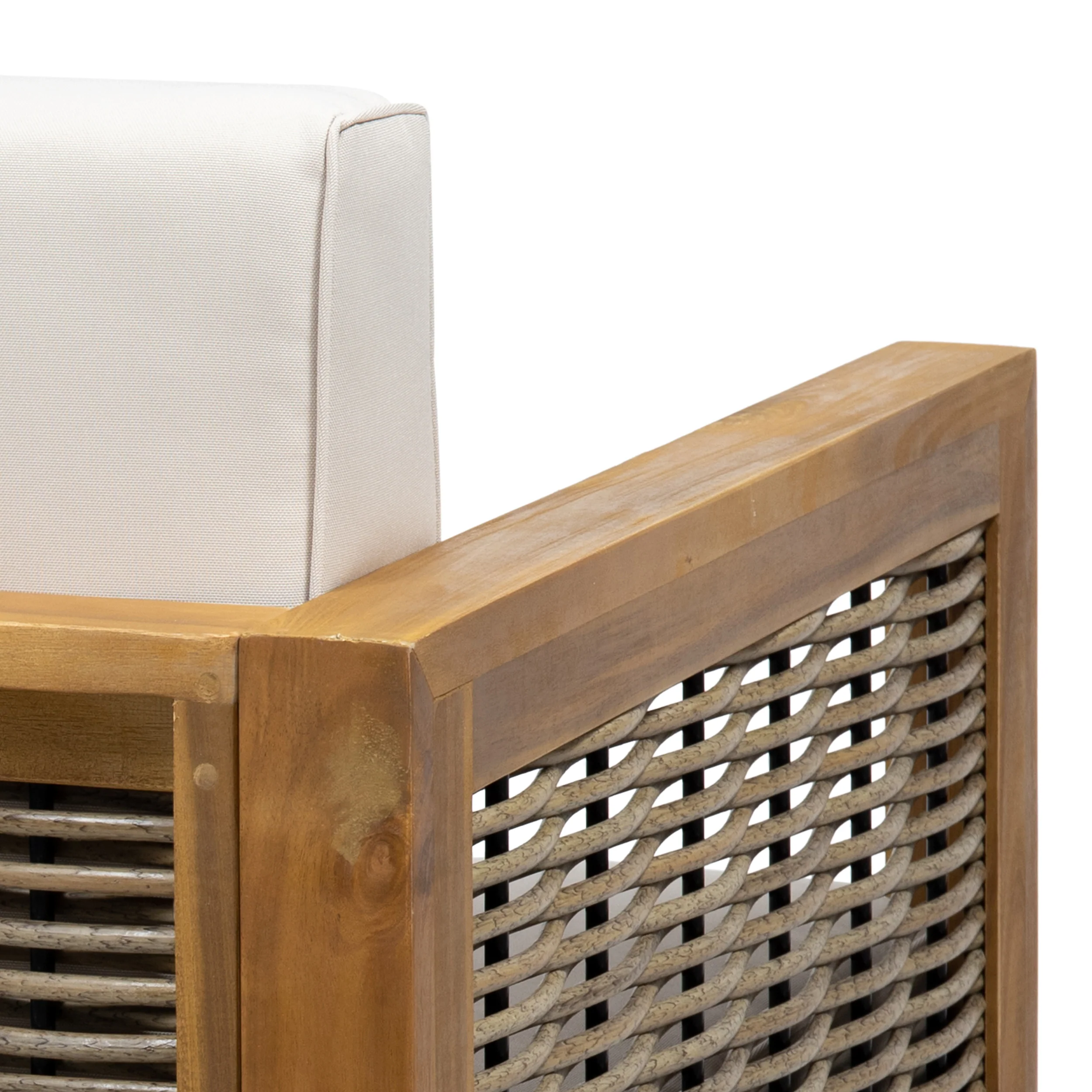 Allegra Outdoor Acacia Wood and Wicker Club Chair - furnishings