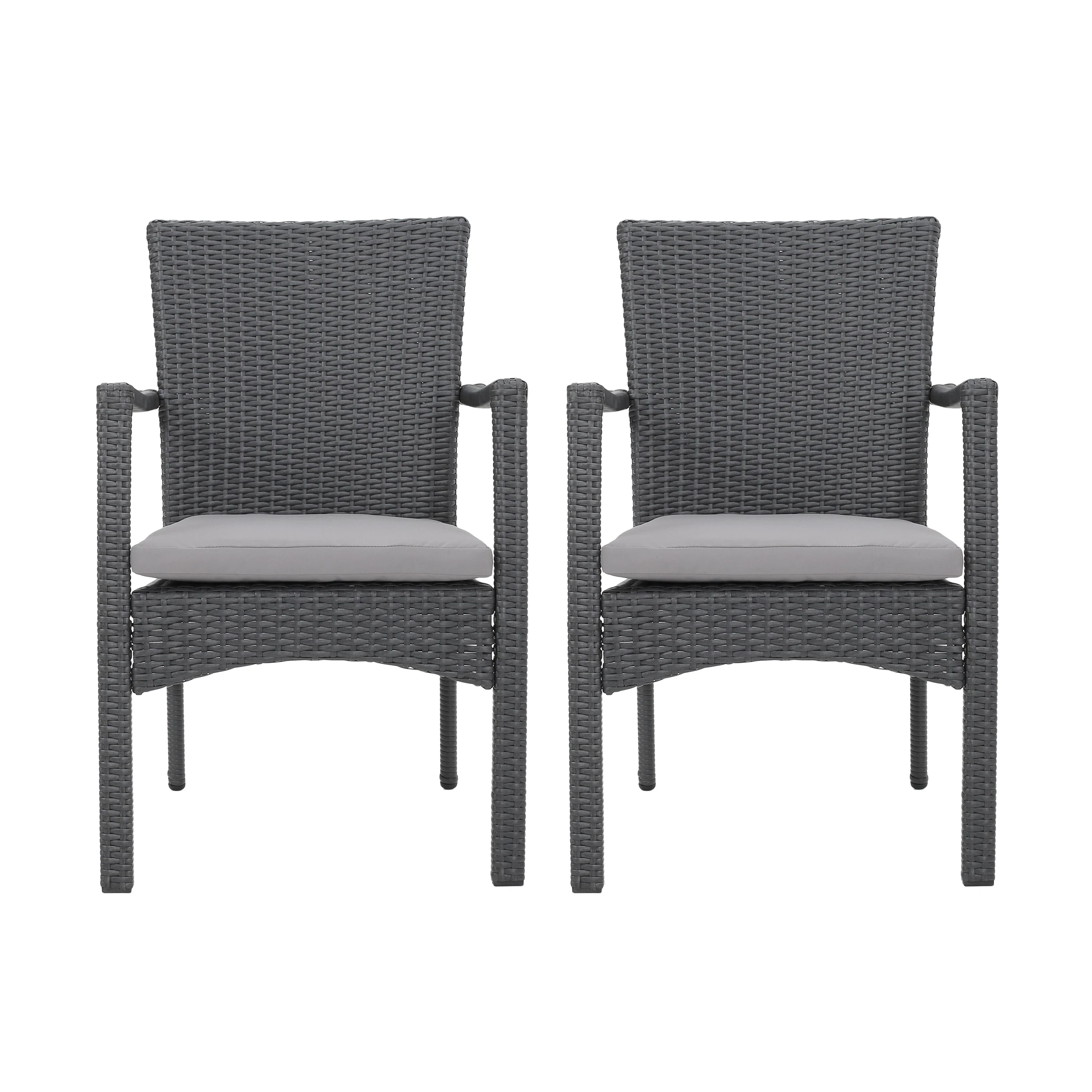 Tigua Outdoor Grey Wicker Dining Chair with Cushions (Set of 2) - furnishings