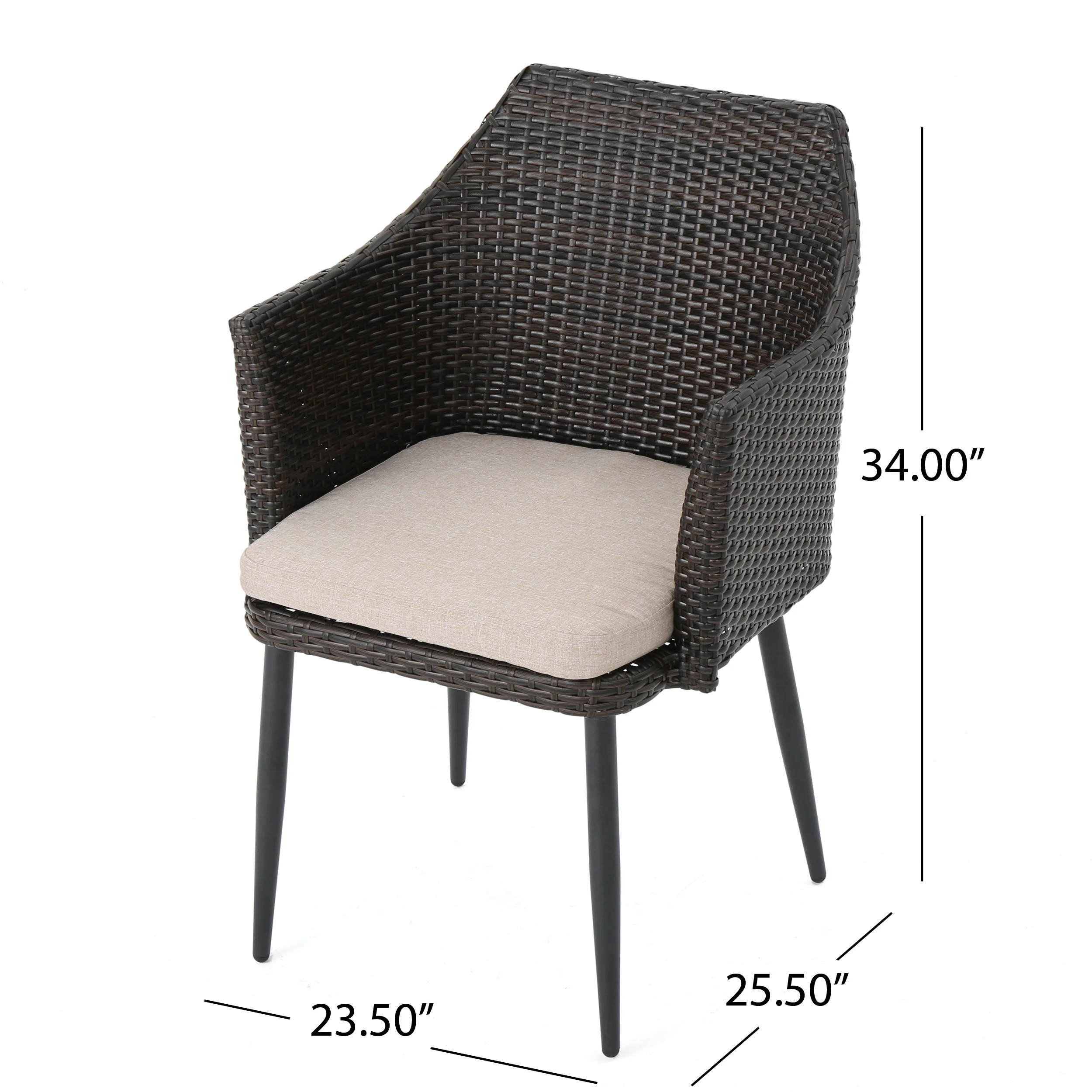 Ibiza Outdoor Wicker Dining Chairs with Water Resistant Cushion (Set of 2) - furnishings
