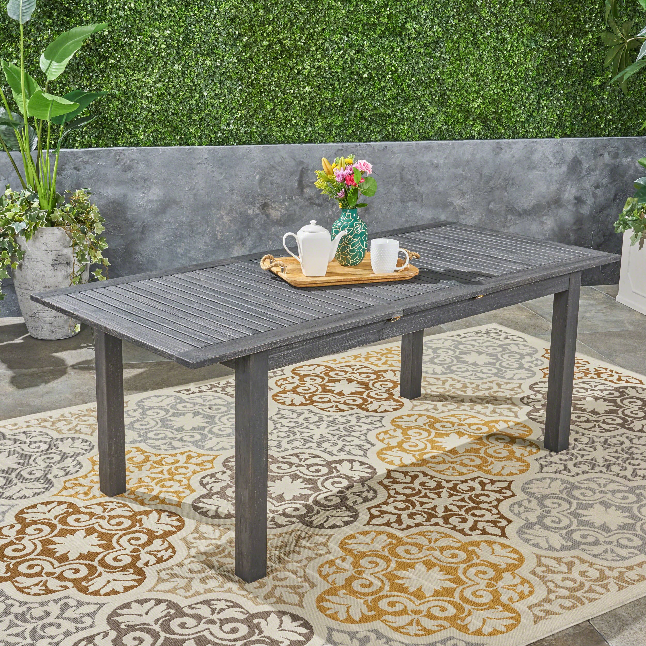 Eric Outdoor Expandable Acacia Wood Dining Table - furnishings