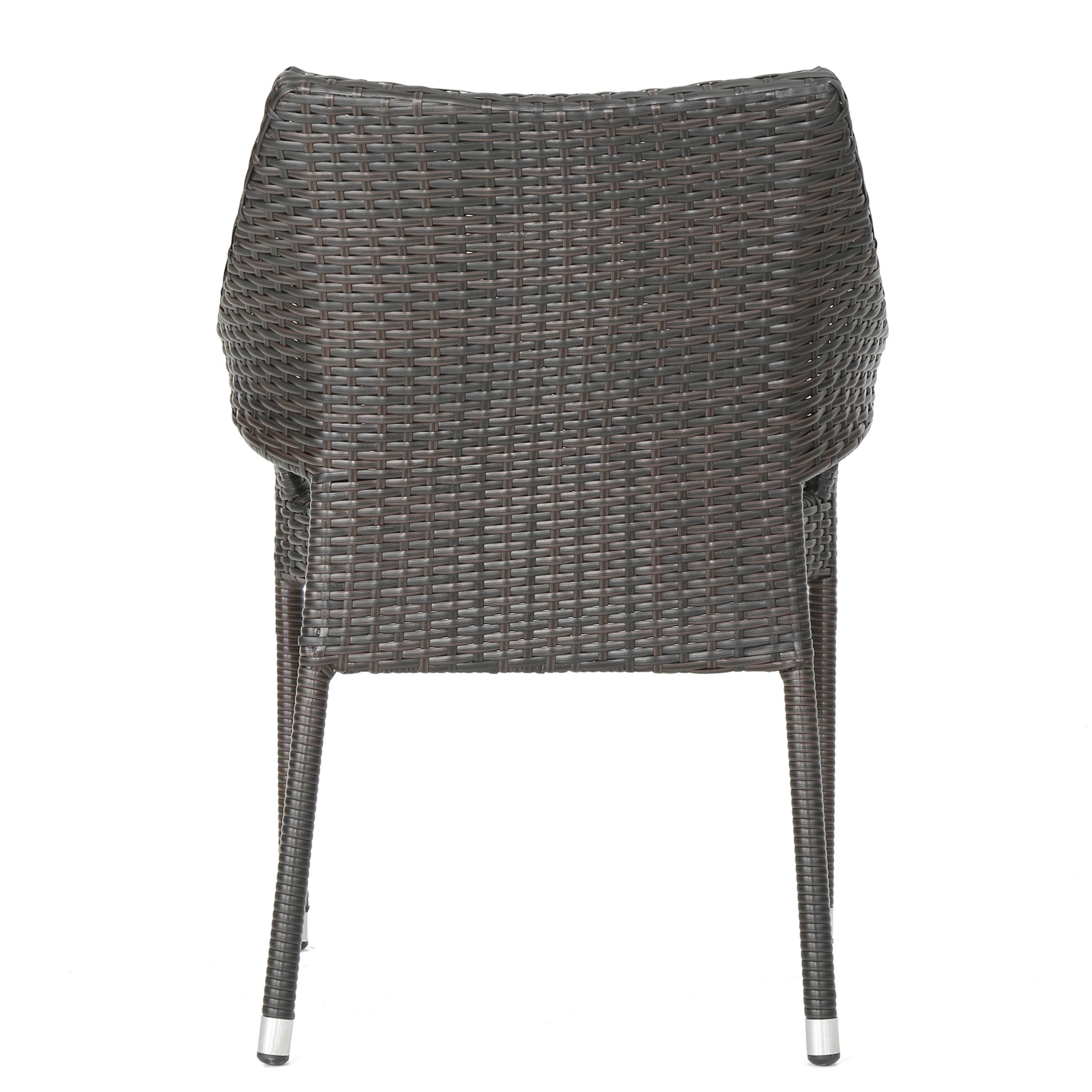 Miranda Outdoor Mix Mocha Wicker Stacking Dining Chairs (Set of 4) - furnishings