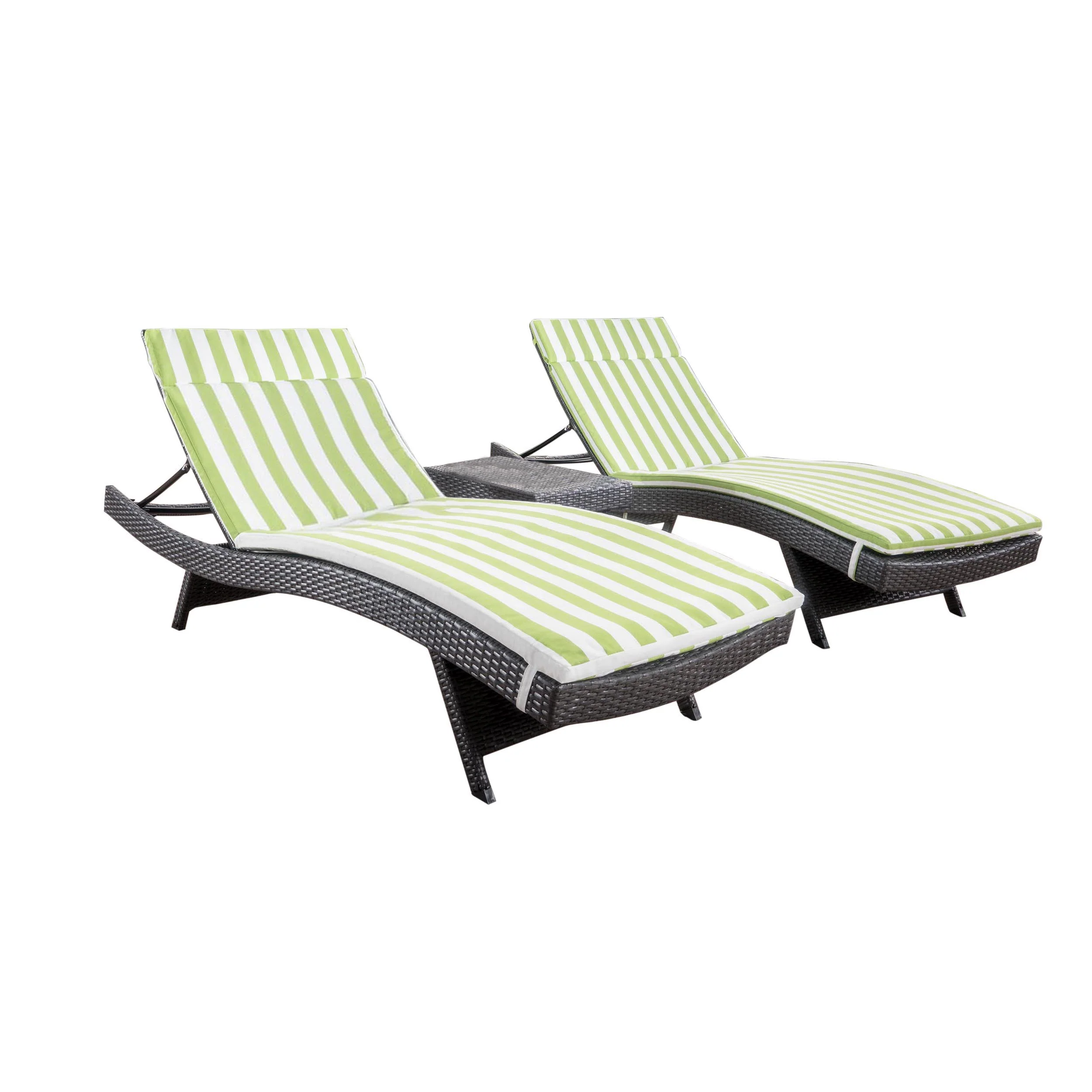 Lakeport 3pc Outdoor Wicker Chaise Lounge Chair & Table Set - furnishings