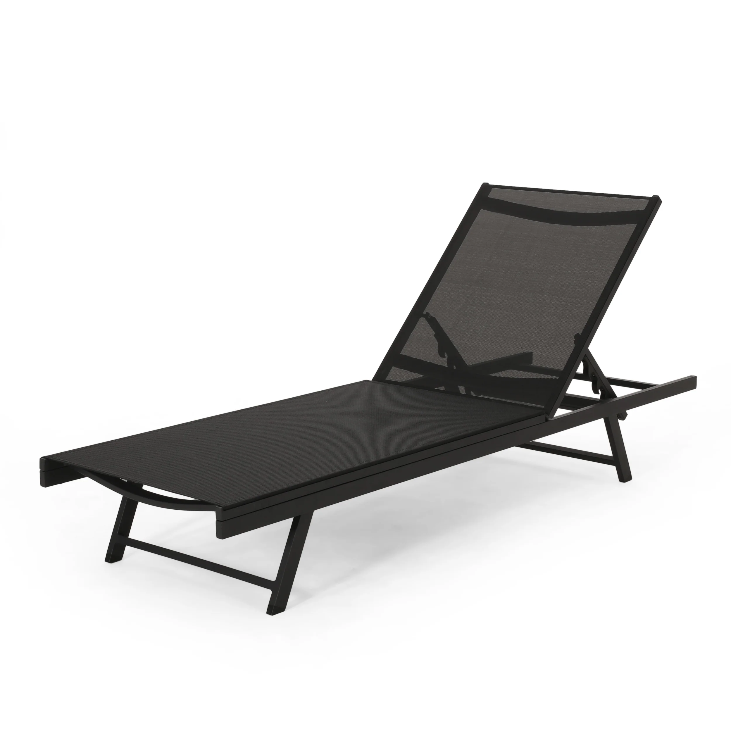 Simon Outdoor Aluminum Chaise Lounge Set with C-Shaped End Table - furnishings