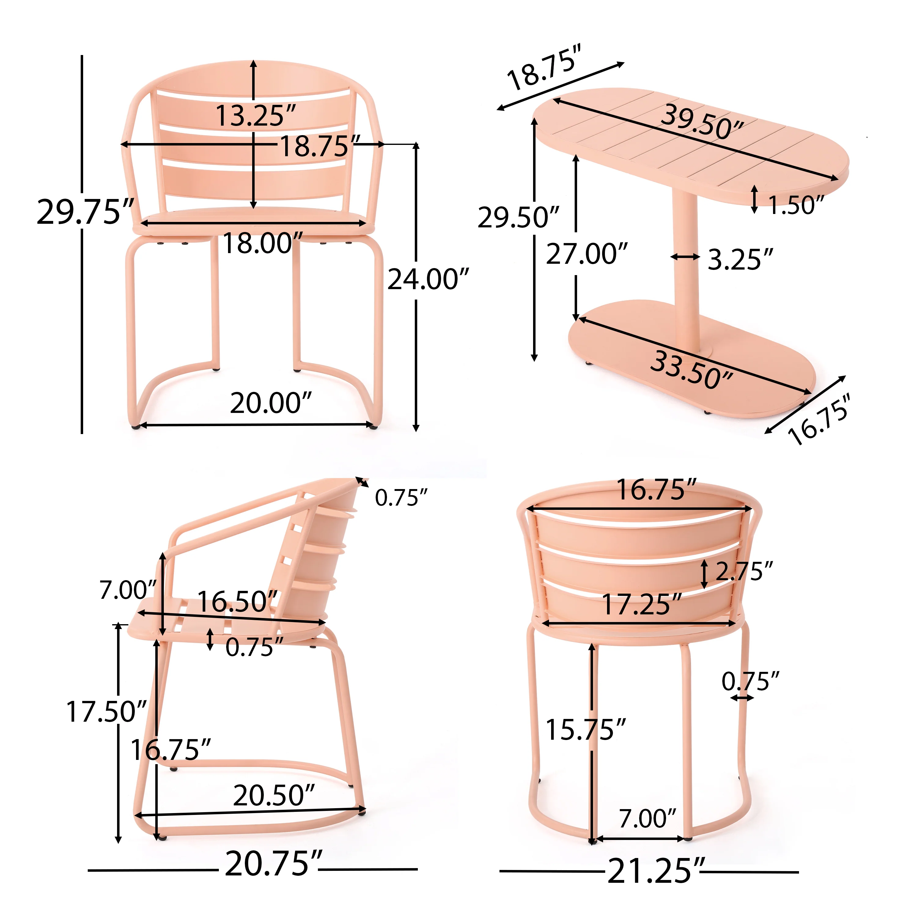 Santa Monica Outdoor Finished Iron Bistro Set - furnishings