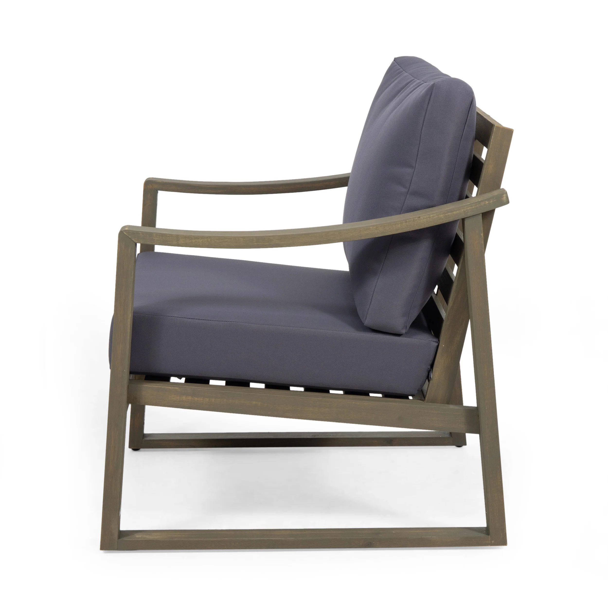 Johnlucas Outdoor Acacia Wood Club Chair with Cushion - furnishings