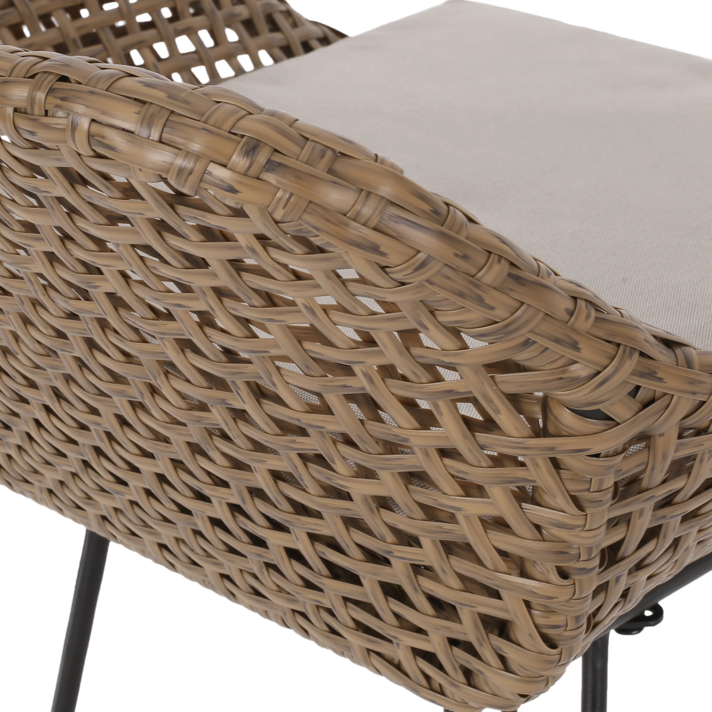 Pondway Outdoor Wicker and Iron Barstools with Cushion, Set of 4 - furnishings