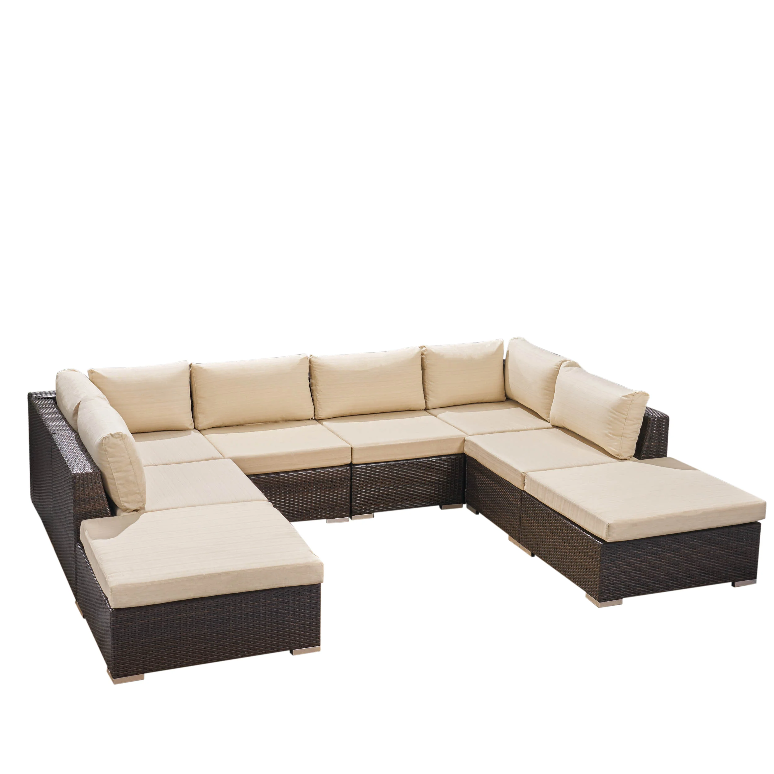 Valentina Outdoor 6 Seater Wicker Sofa Set with Aluminum Frame and Cushions - furnishings