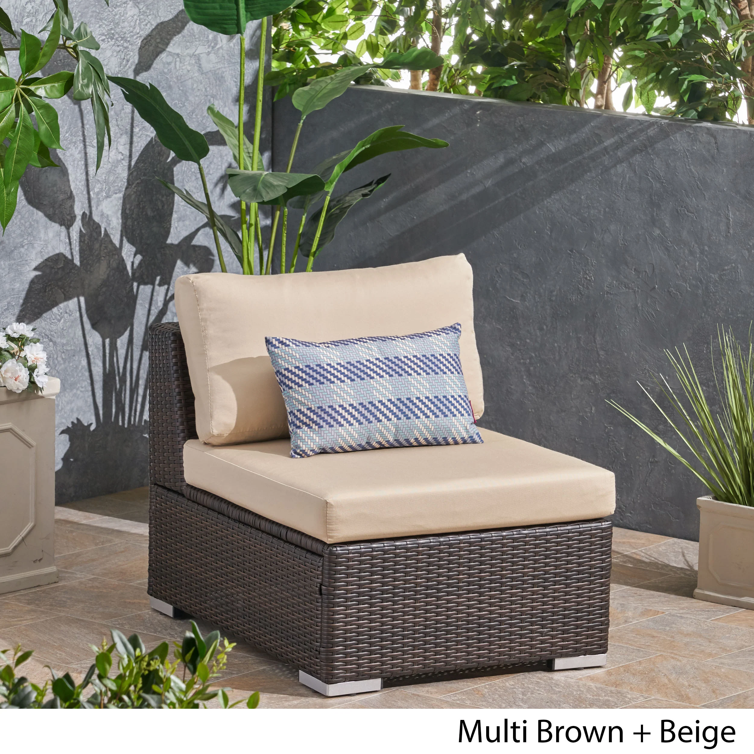 Francisco Outdoor Wicker Sectional Sofa Seat w/ Cushions - furnishings