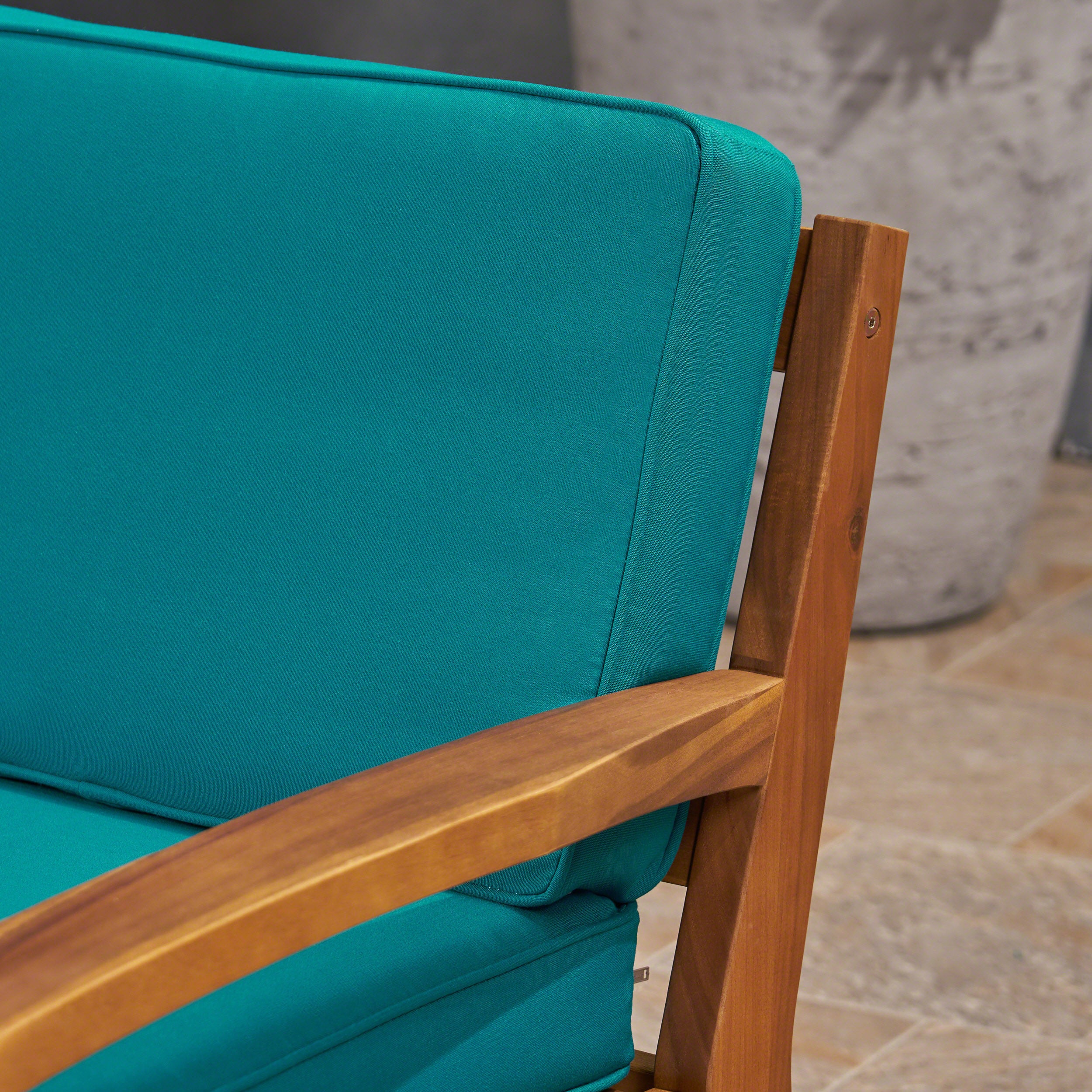 Parma Outdoor Acacia Wood Club Chairs with Sunbrella Cushions - furnishings