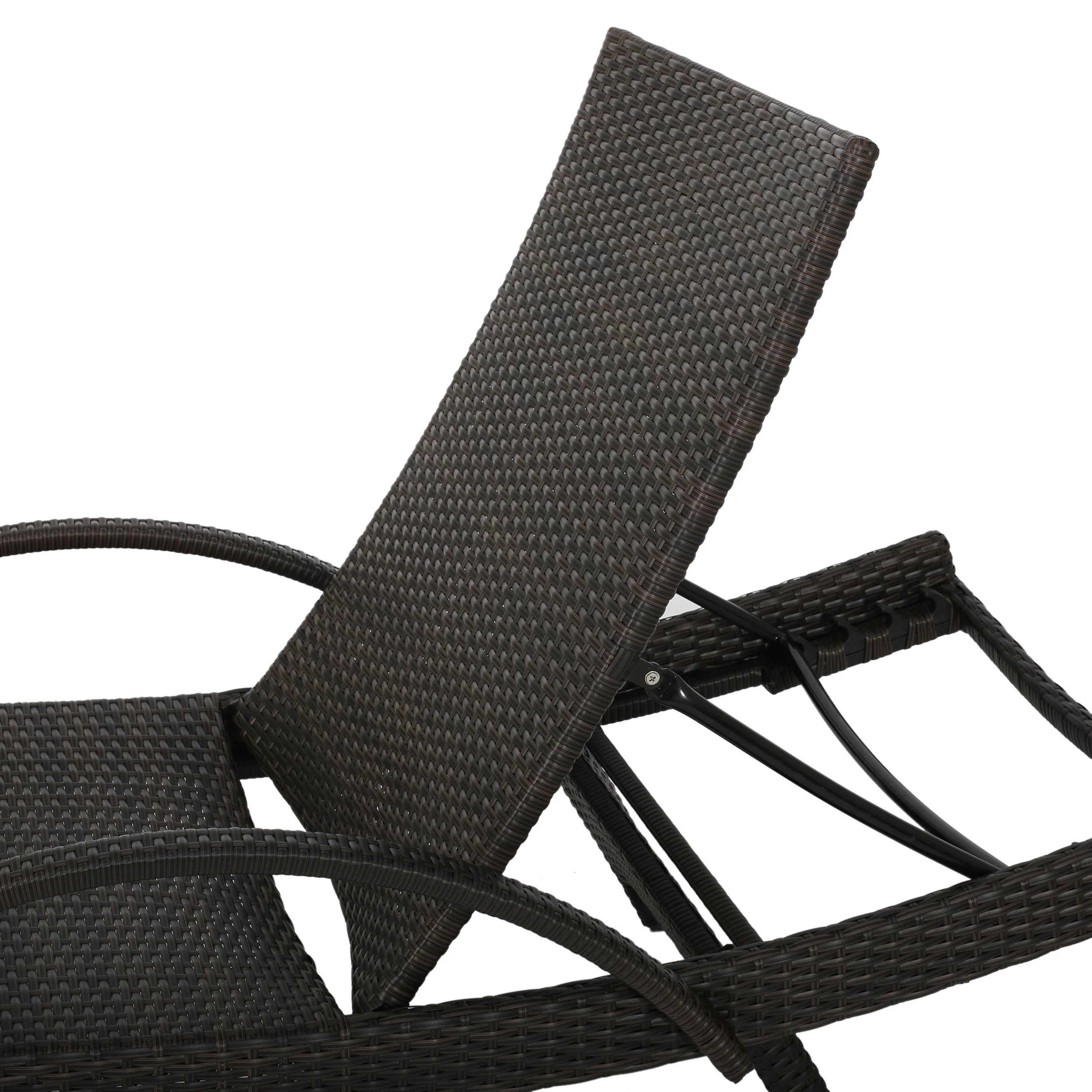 Lakeport Outdoor Brown Wicker 3-piece Adjustable Armed Chaise Lounge Set - furnishings